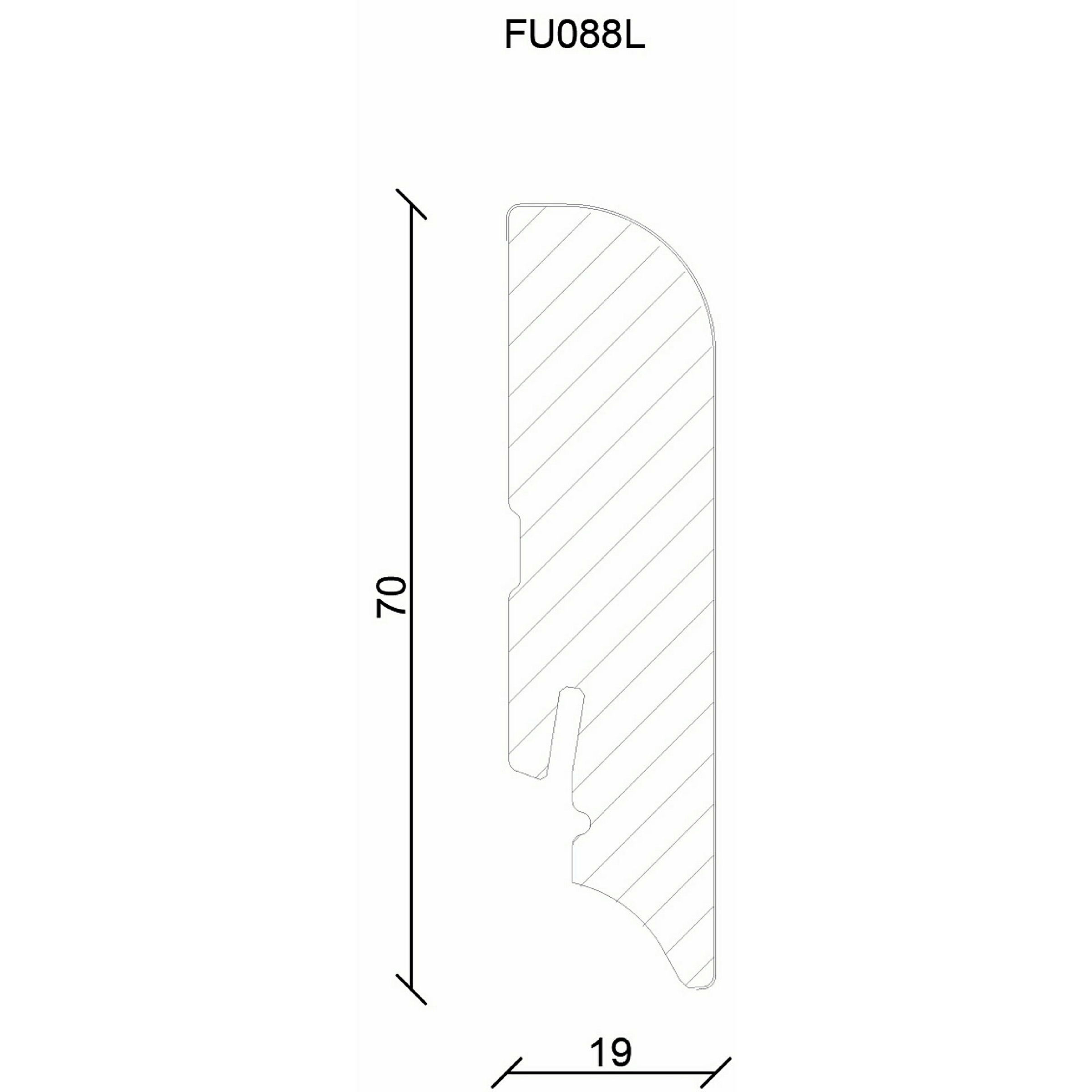 Sockelleiste 19x70x2400mm, weiß foliert (RAL9016), überstreichbar