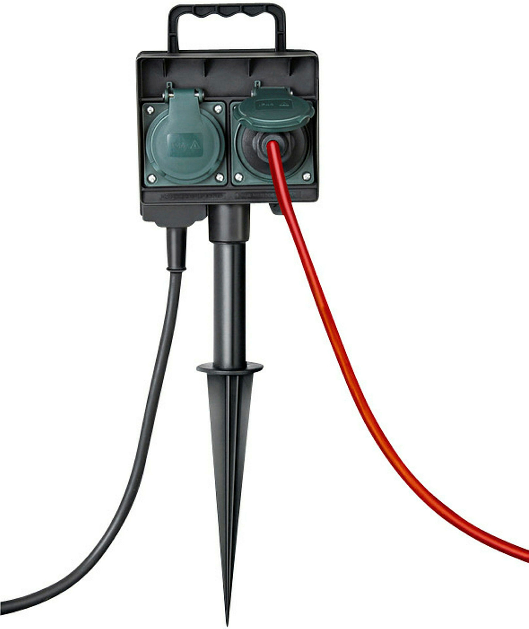 Gartensteckdose mit Erdspiess 4-Fach 10m Kabel H07RN-F3G1,5