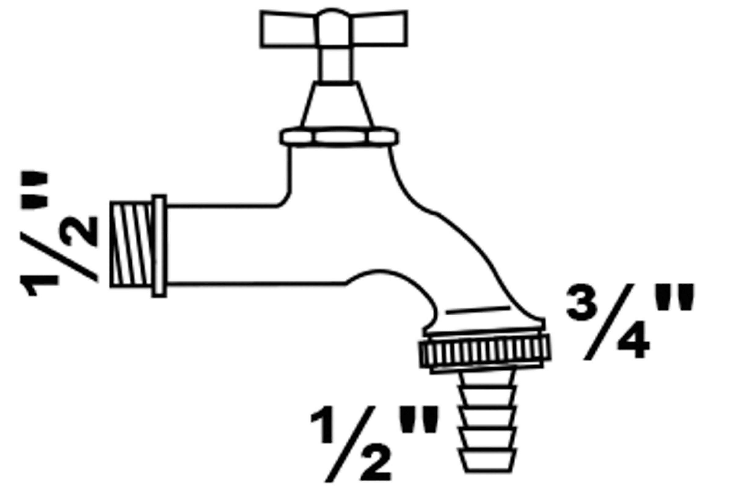 MS Auslaufventil Knebelgriff, Chrom, 1/2''AG x 3/4''AG x 1/2''T