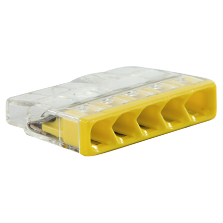 WAGO Compact-Verbindungsklemme, 5-fach, gelb, 25 Stück