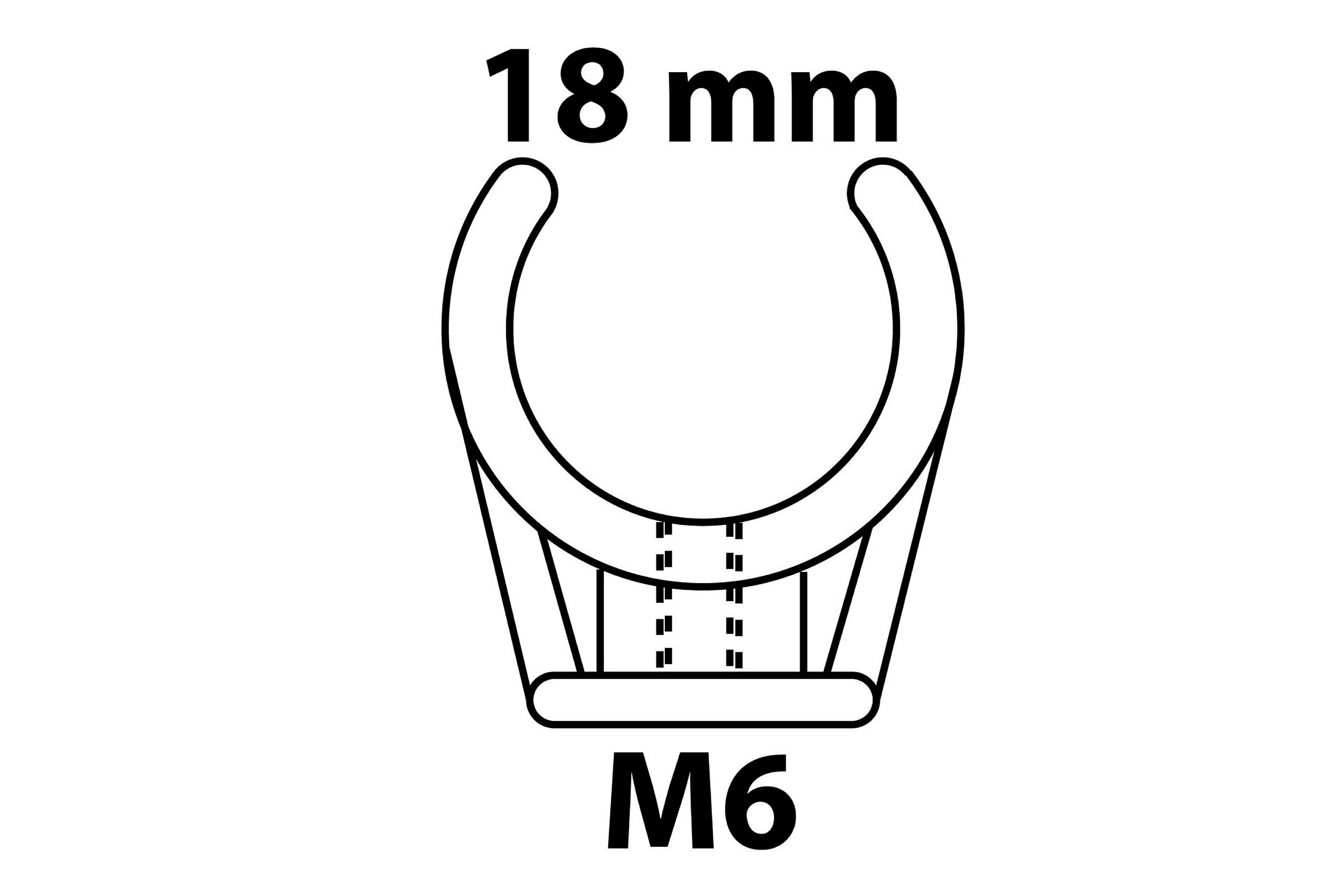 Rohrclip einfach, 18 mm, mit M6 Gewindehülse