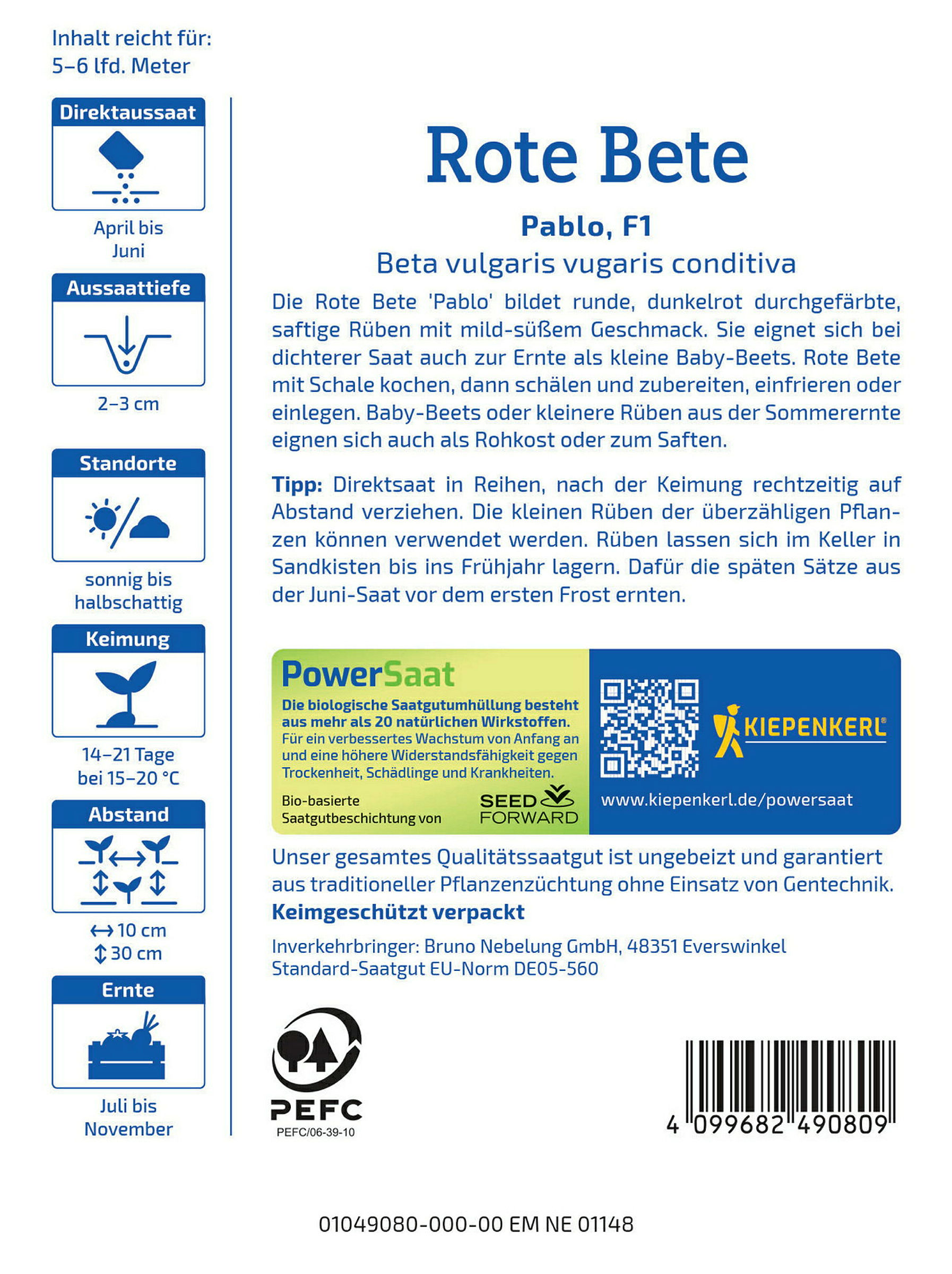 Kiepenkerl Rote Bete Pablo, F1, PowerSaat