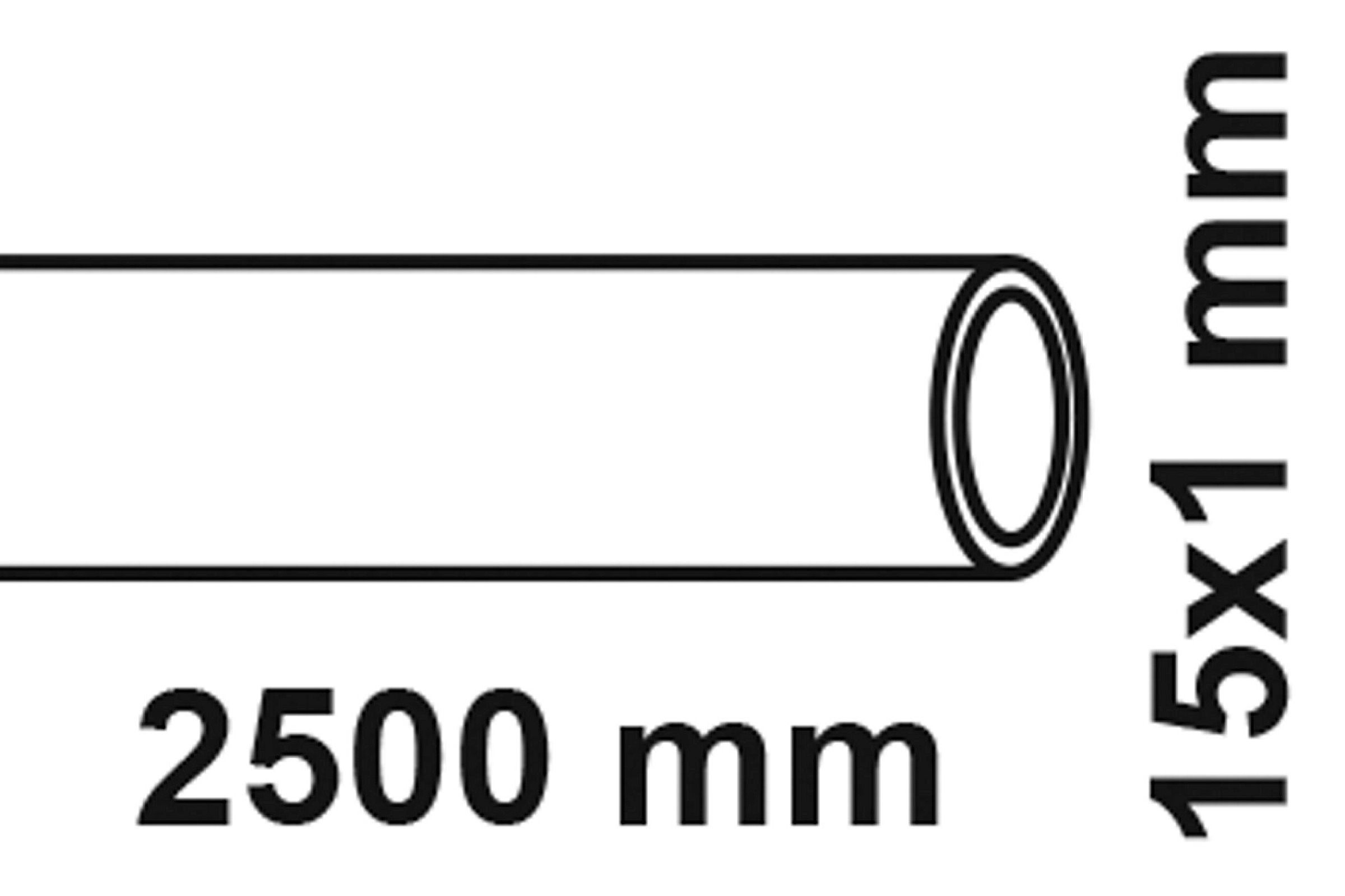 CU Kupferrohr Stange 2,5 m, blank, 15 mm x 1 mm