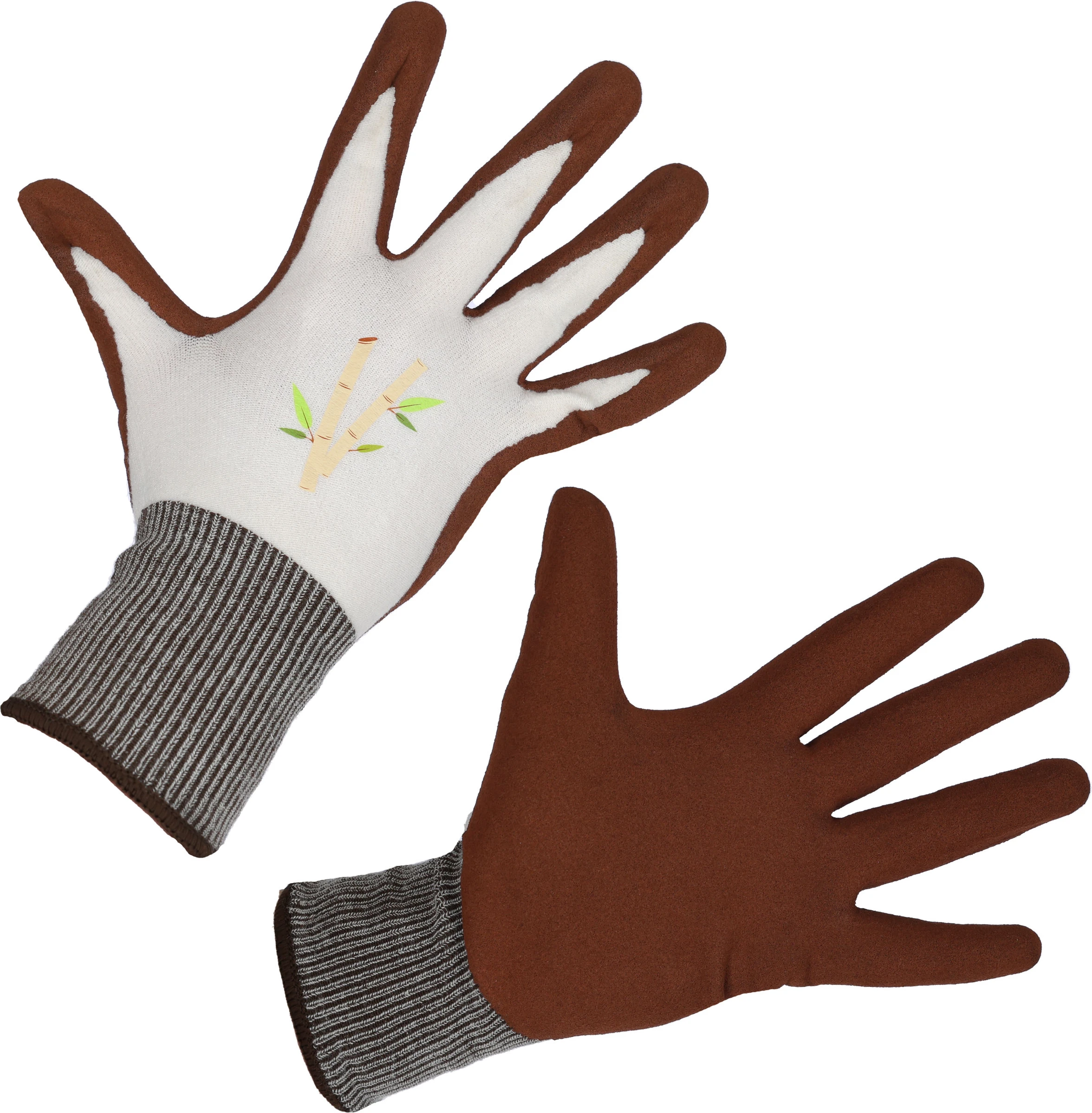 Handschuh Bamboo, Gr. 8 braun, Latexschaumbeschichtung