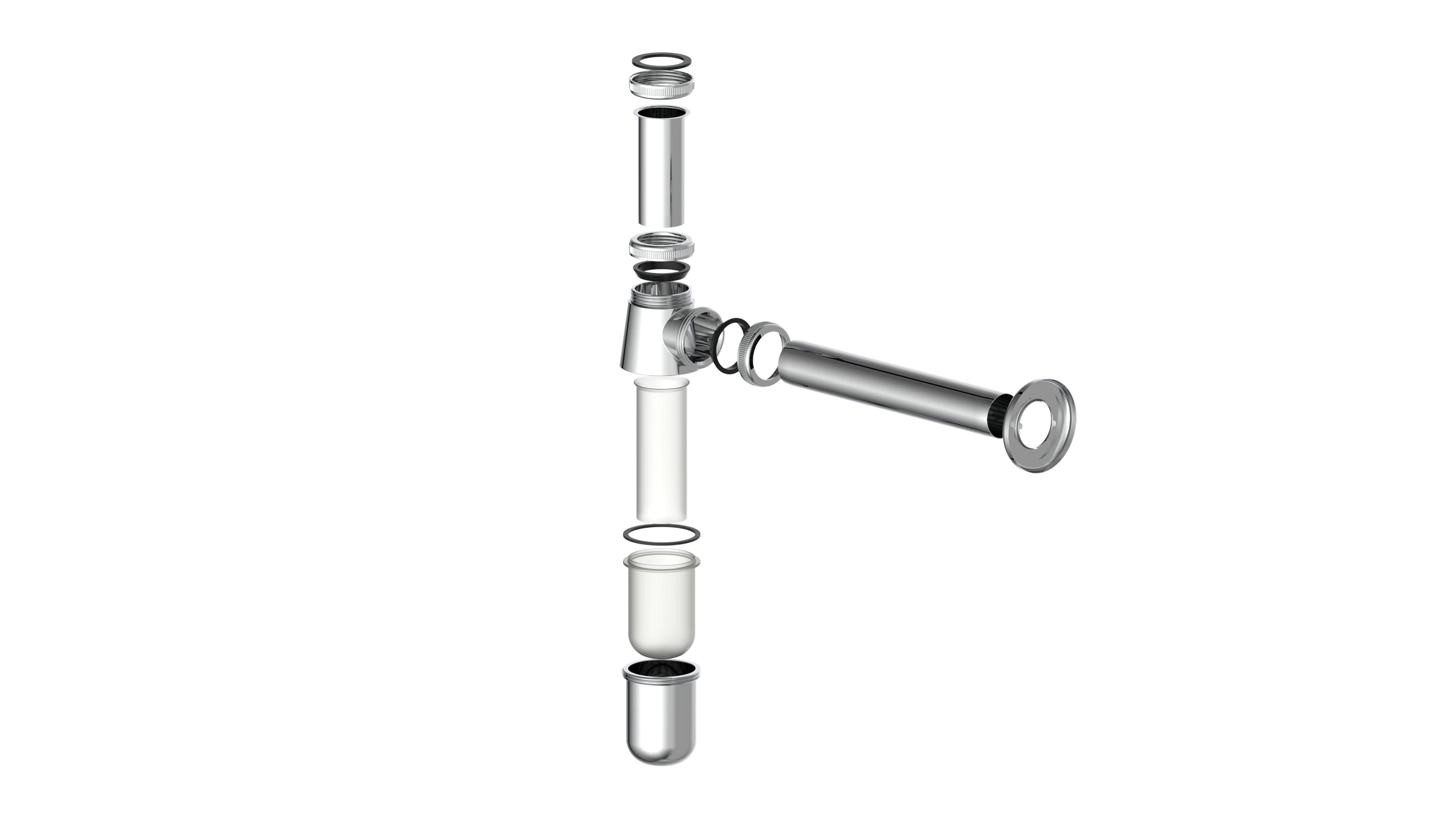 Flaschensiphon, Chrom, 1 1/4'' x 32 mm