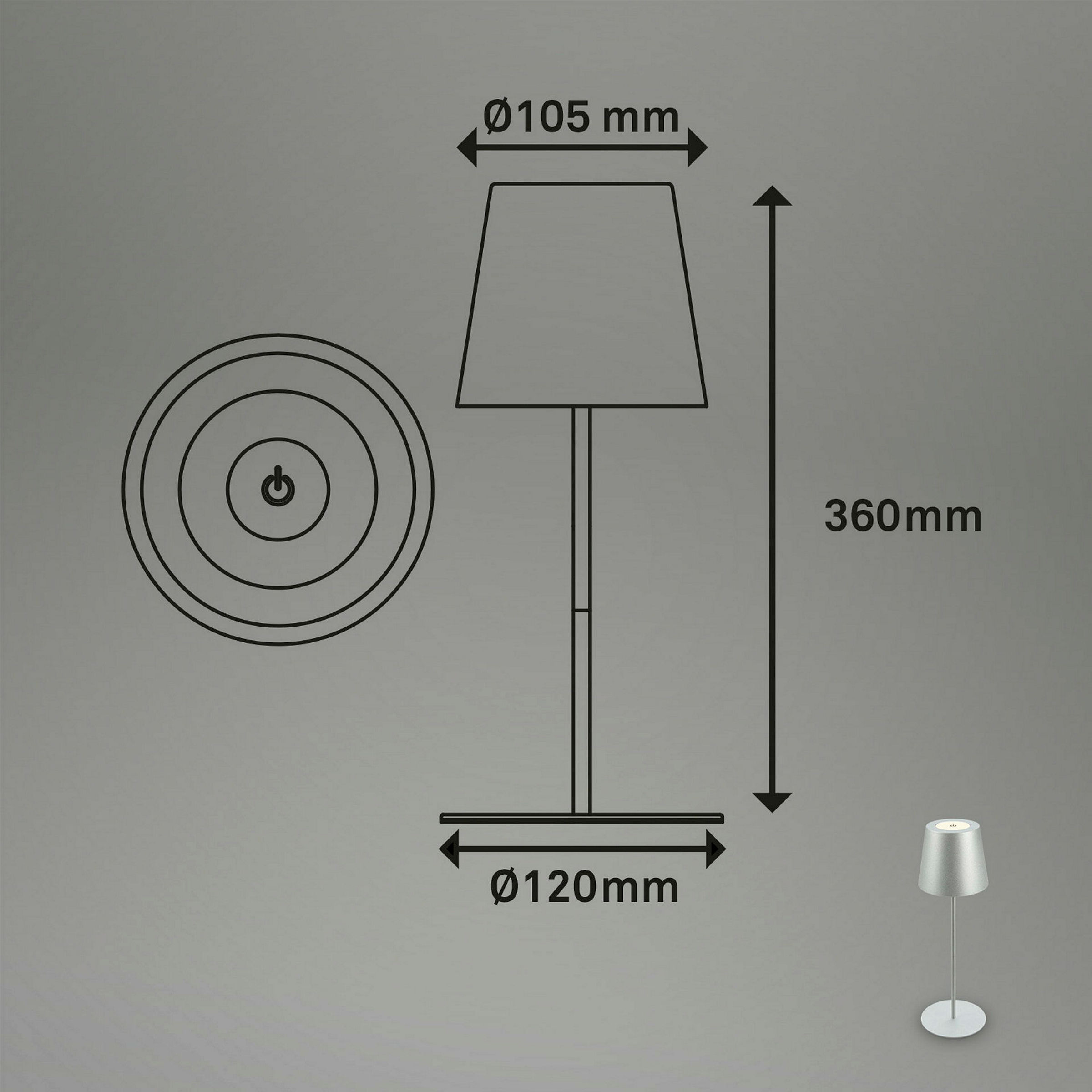 KIKI LED Akku Tischleuchte, IP44, 2,5W, Chrom matt