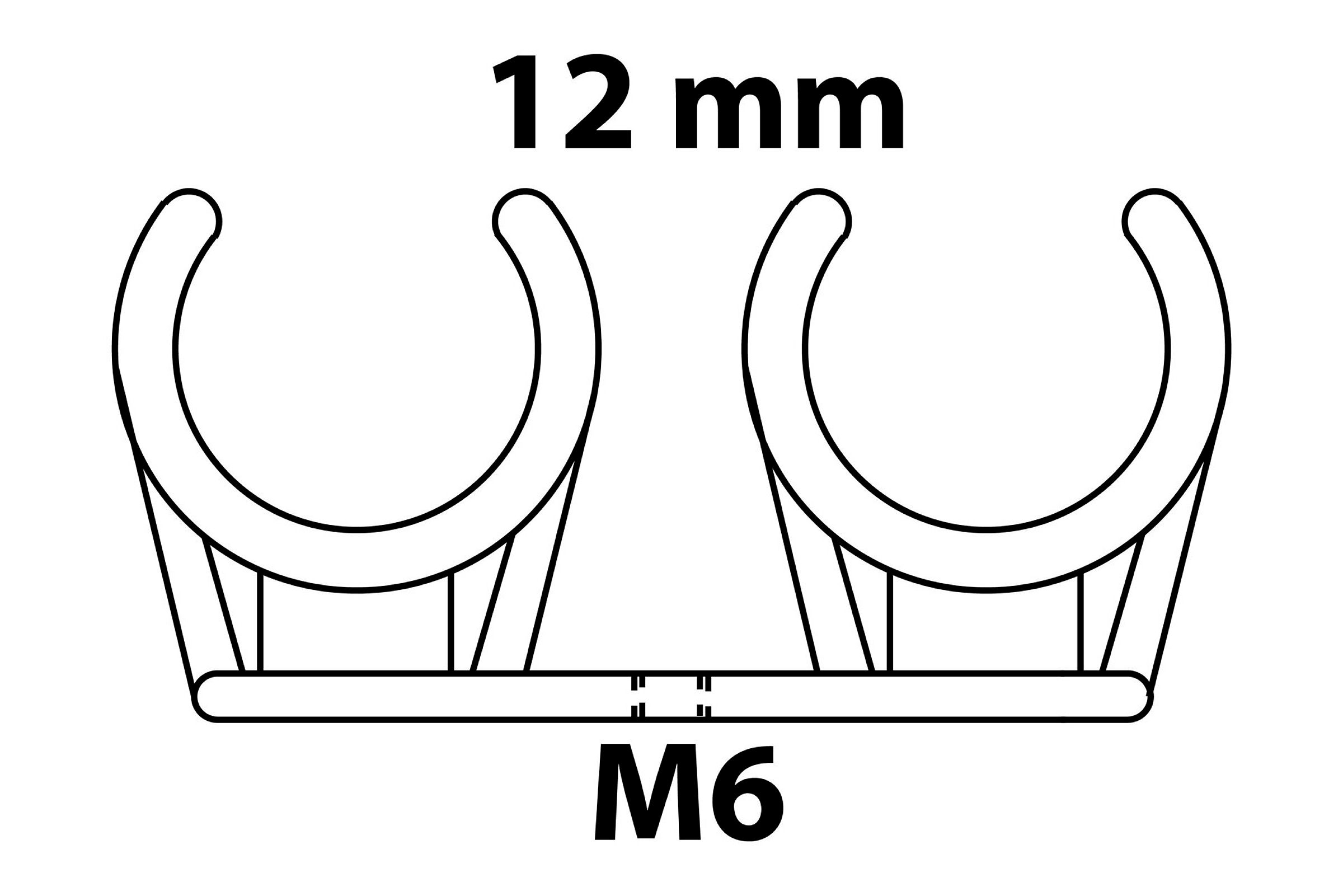 Rohrclip doppelt, 12 mm, mit M6 Gewindehülse