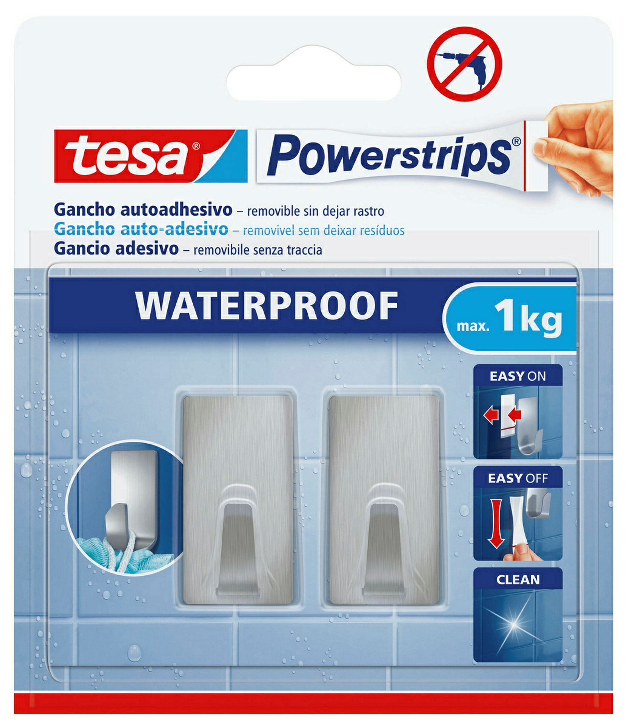 tesa Powerstrips® Waterproof Haken Small Metall rechteckig