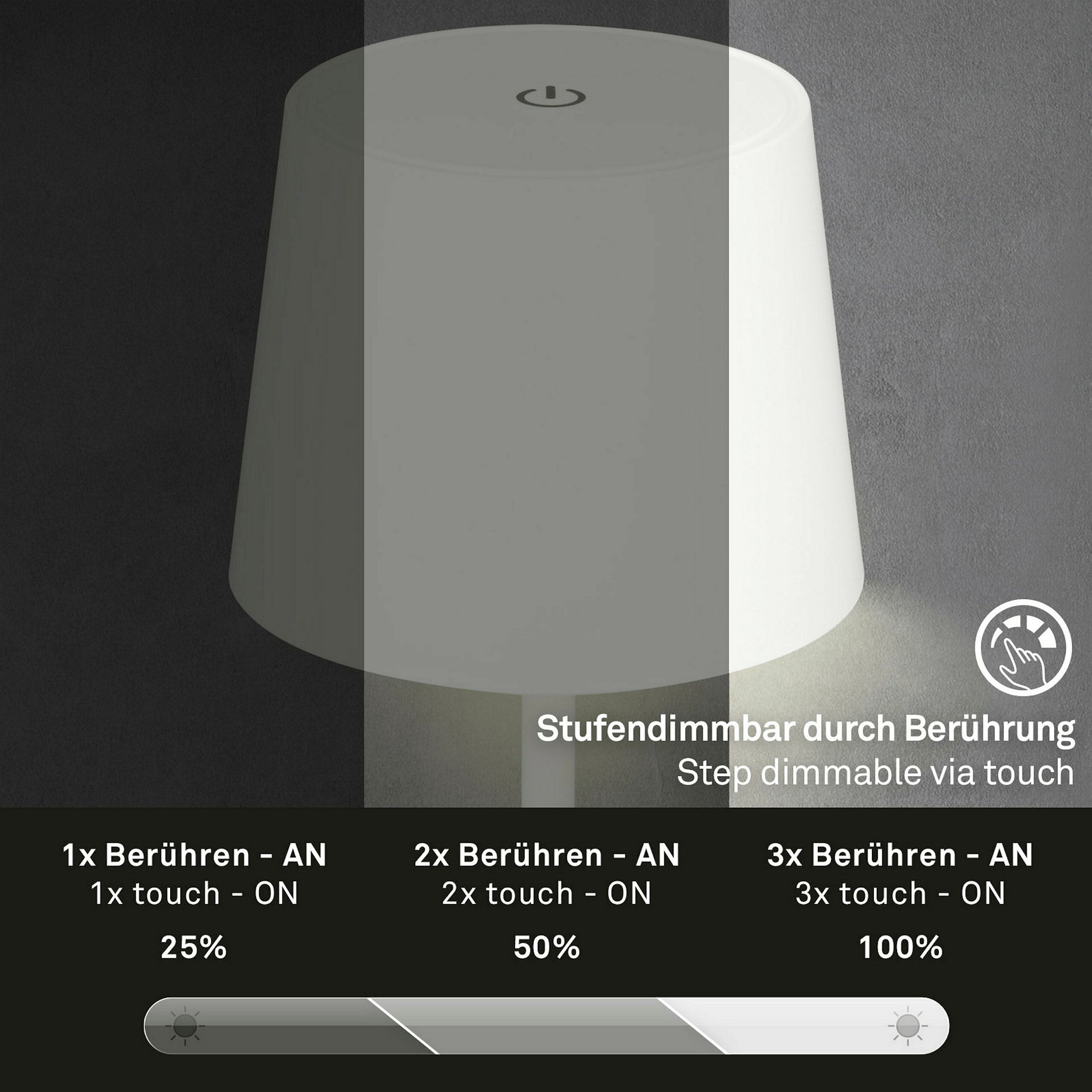 Akku LED Tischleuchte, Weiß, 1xLED-Modul/2,6W