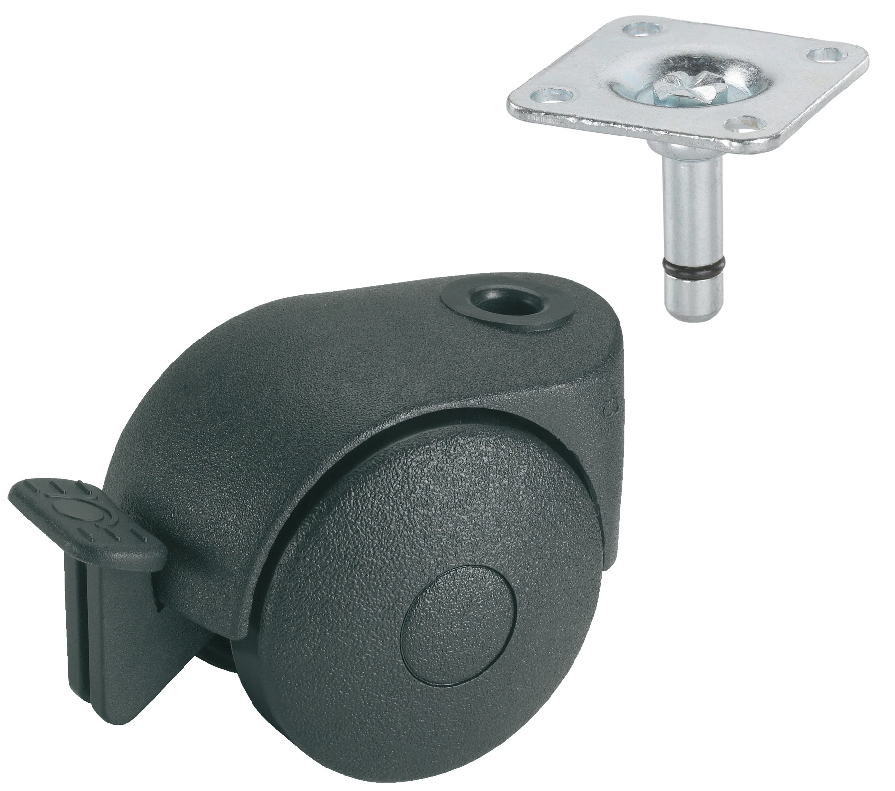 Doppelrolle für normale Böden, Radfeststeller, 40 mm, Tragkr. 20 kg