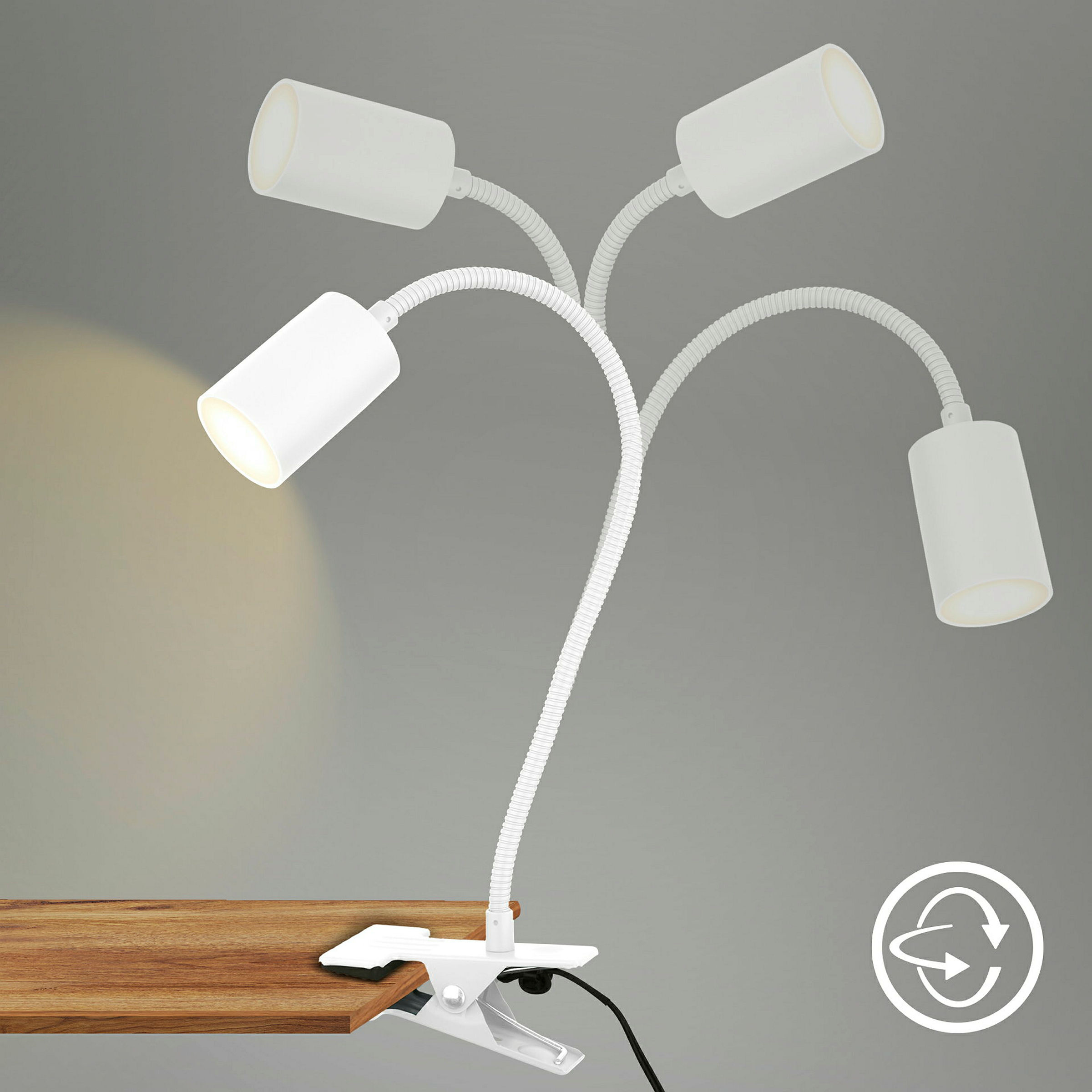 FLEKS LED Klemmleuchte, Weiß, inkl.. 1xLED 2,4W