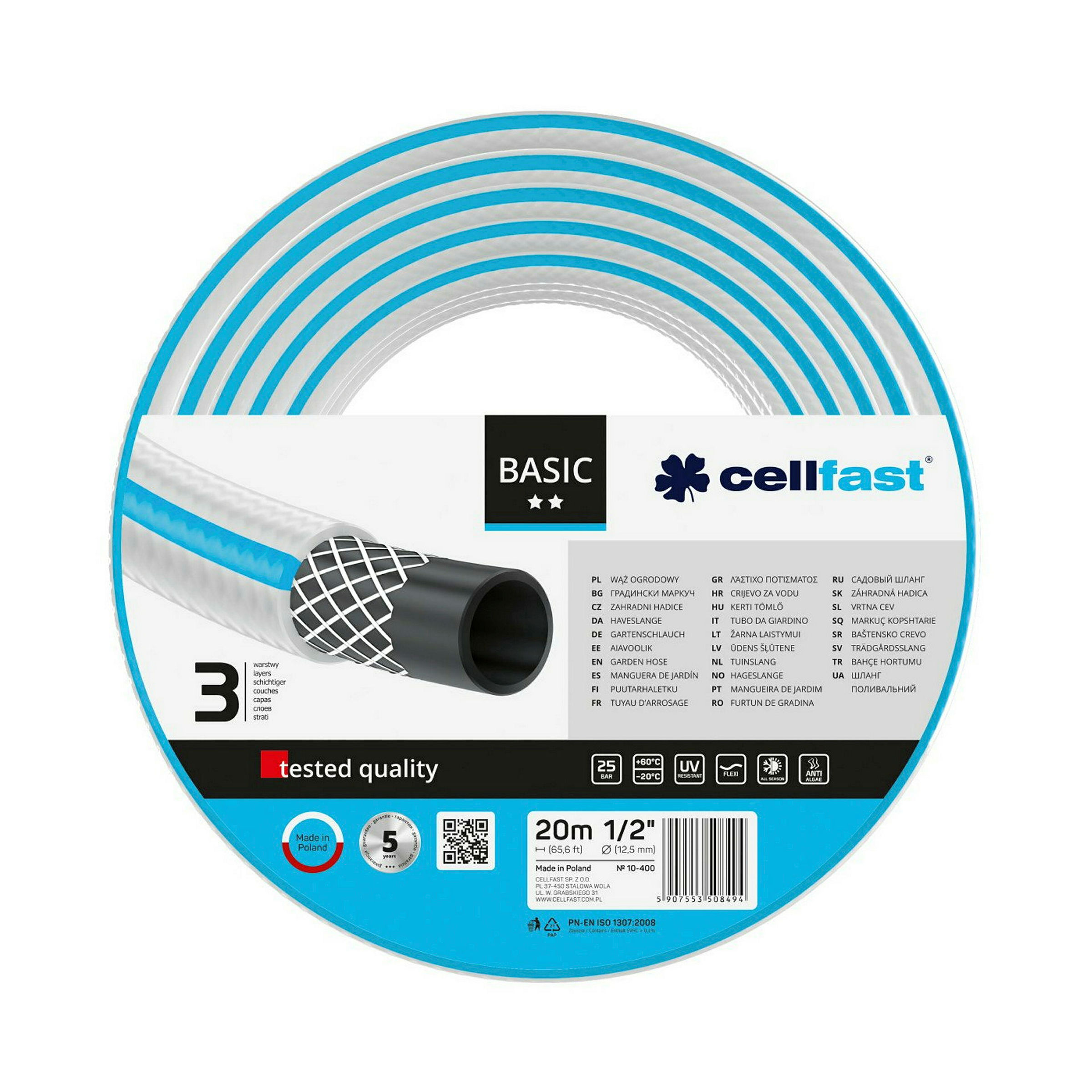 3-lagiger Gartenschlauch BASIC 1/2'' 20 m