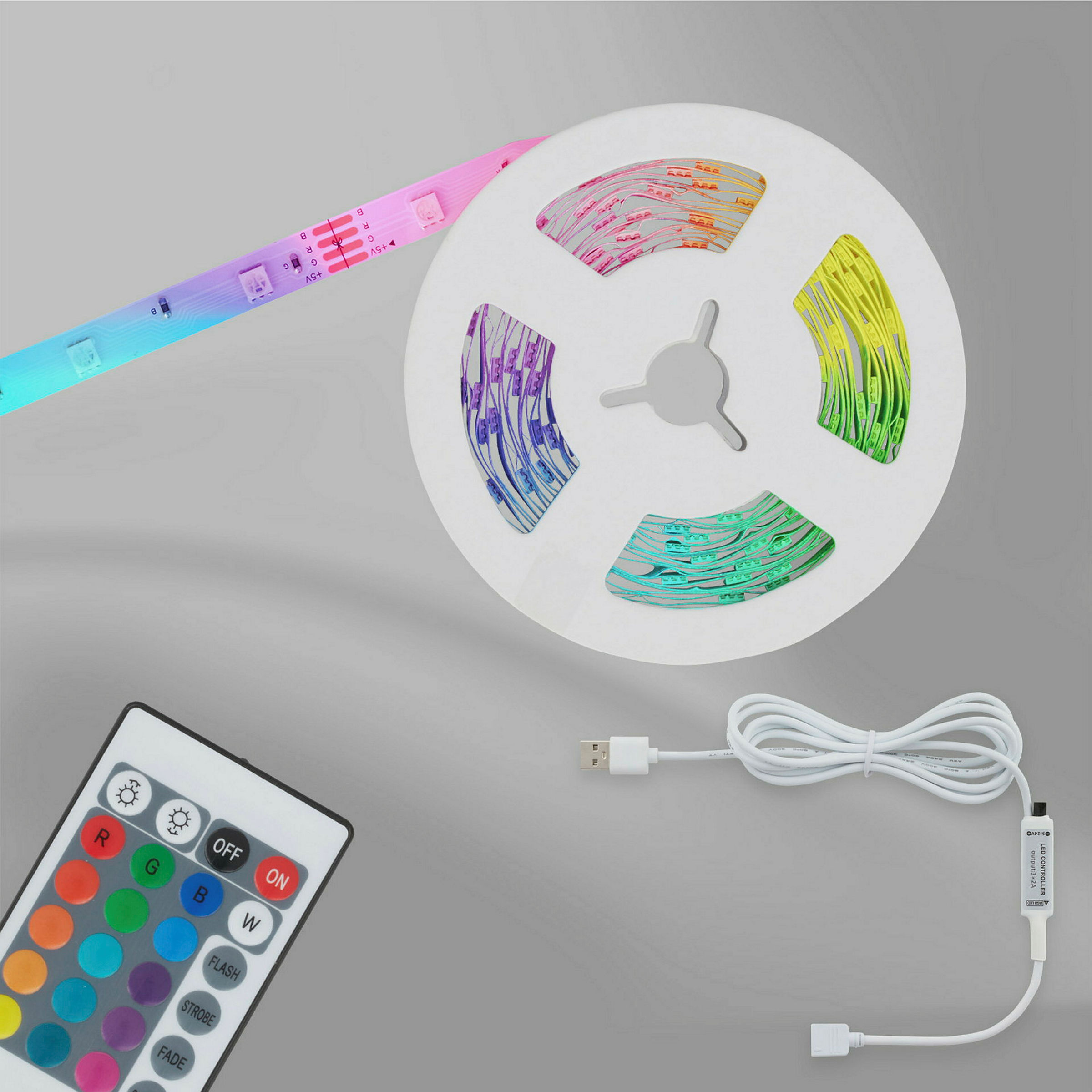 RGB-LED Flexband, 5m, 150xRGB-LED/0,04W, inkl. USB