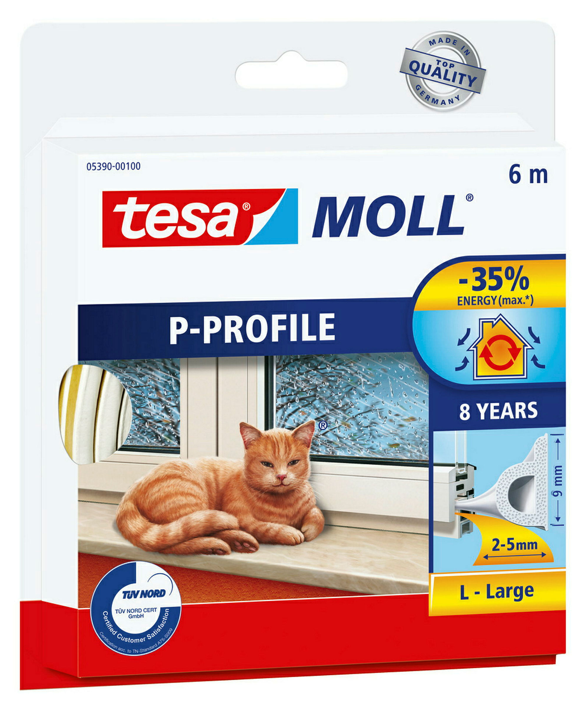 tesamoll® P-Profil weiß, für Spalten von 2-5mm