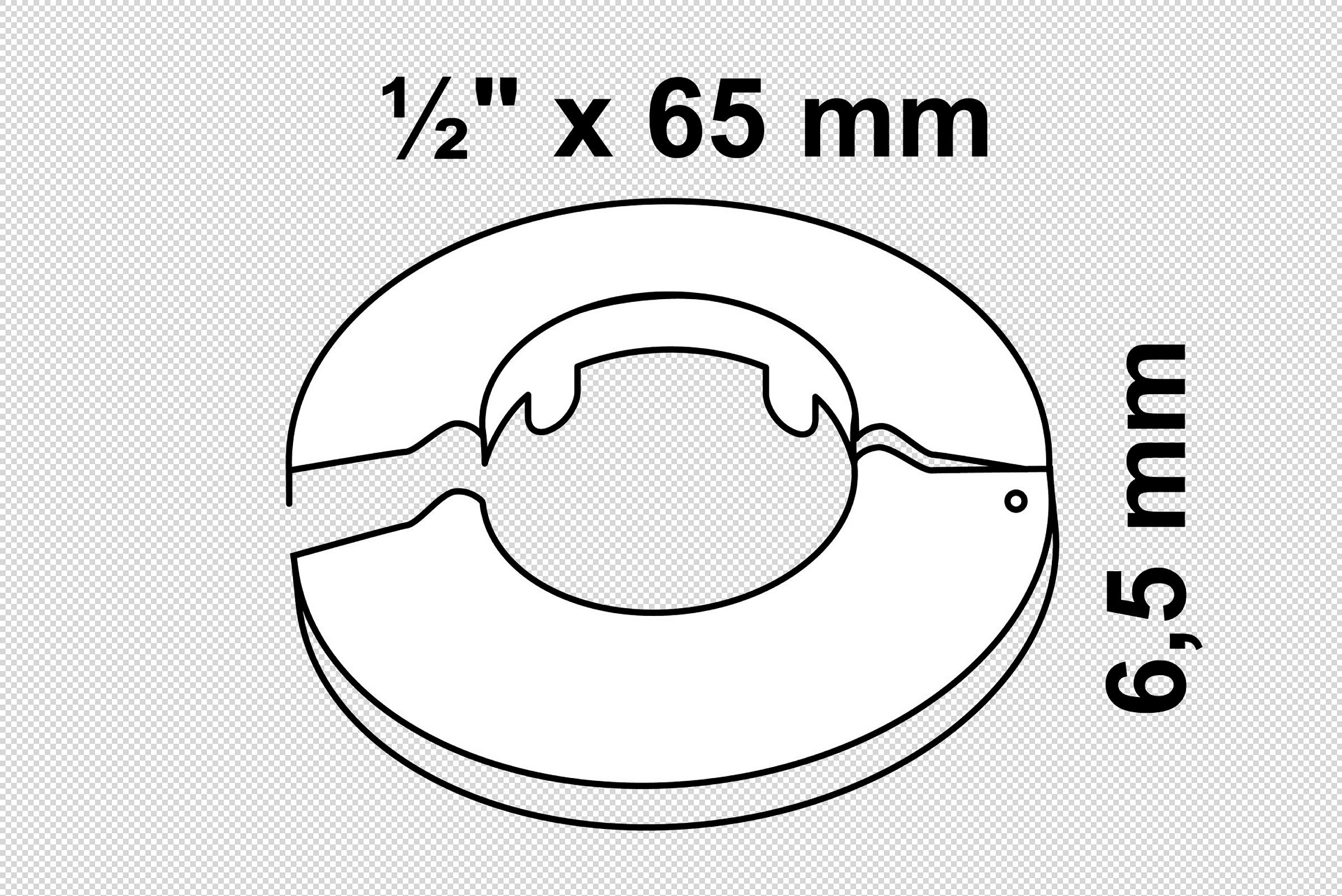 Klapprosette, Chrom, 1/2'' x 65 mm x 6,5 mm