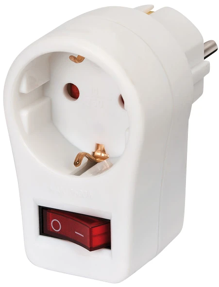 Adapter-Schutzkontaktsteckdose Schalter und Kinderschutz
