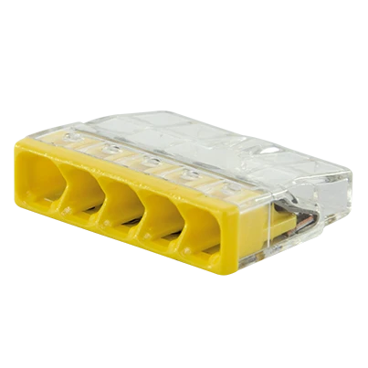 WAGO Compact-Verbindungsklemme, 5-fach, gelb, 25 Stück