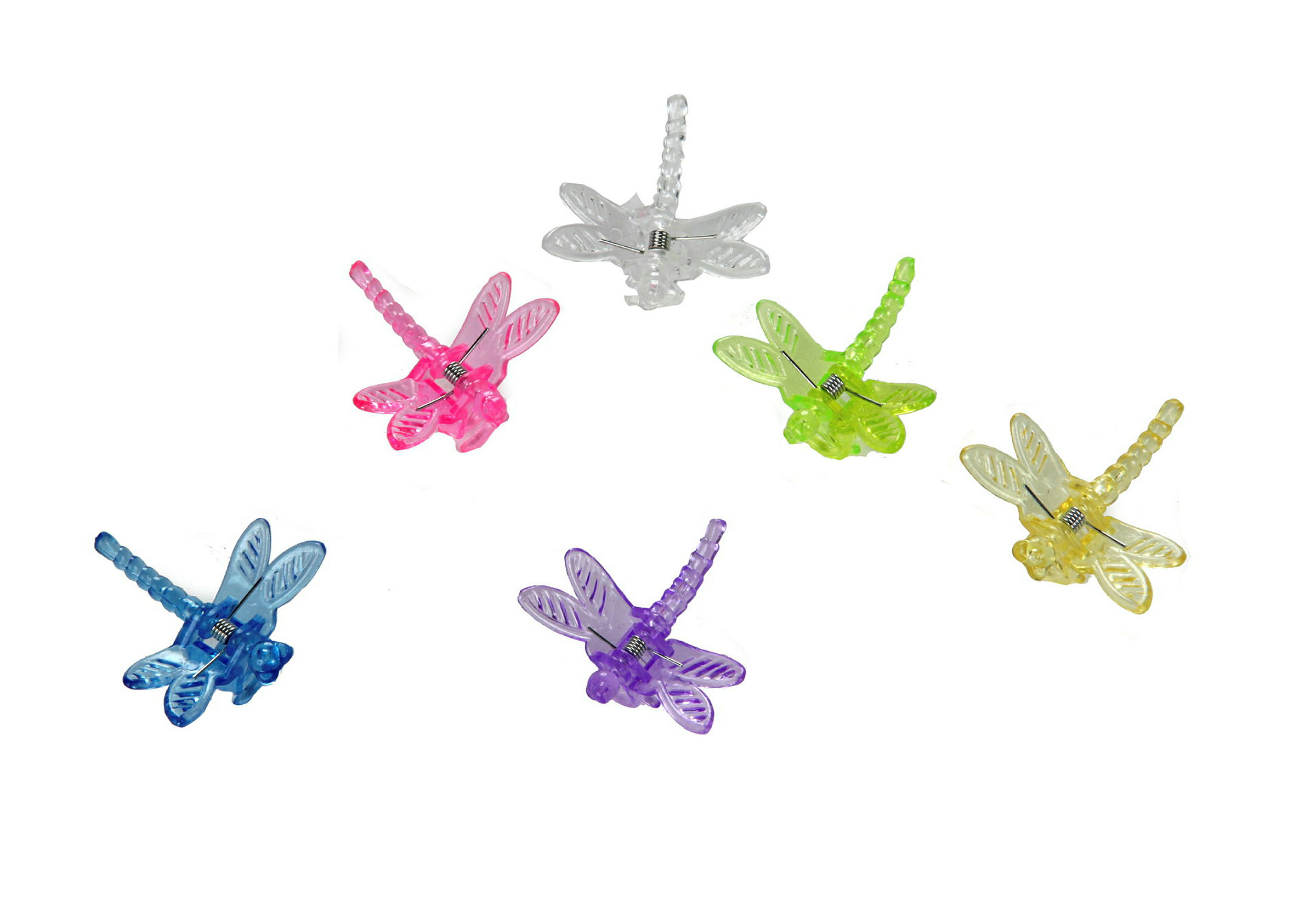 Orchideenclip Libelle, 6 Stück, Kunststoff, Feder verzinkt, verschiedene Fa
