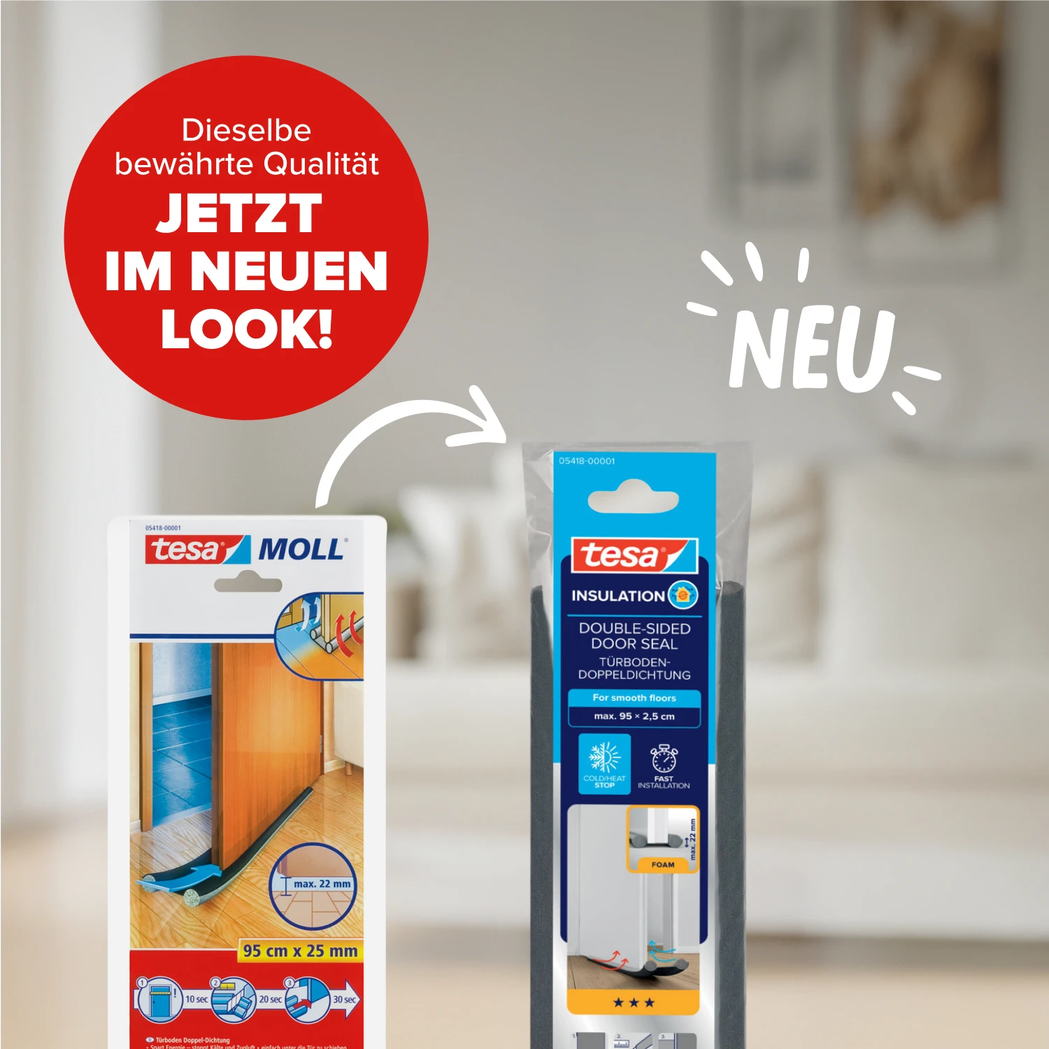 tesamoll®l® Türbodendoppeldichtung 0.95m x 22mm, grau