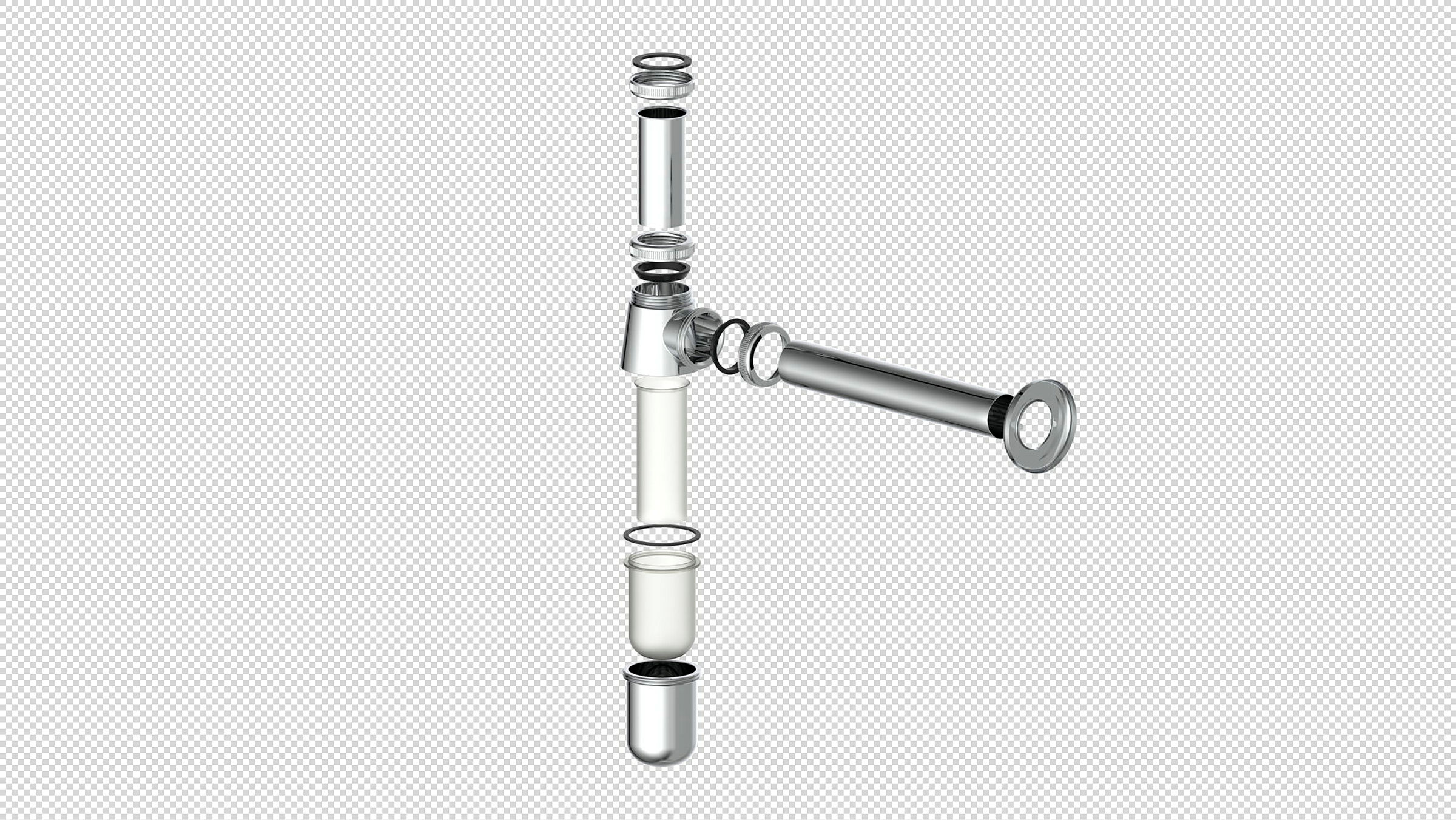 Flaschensiphon, Chrom, 1 1/4'' x 32 mm