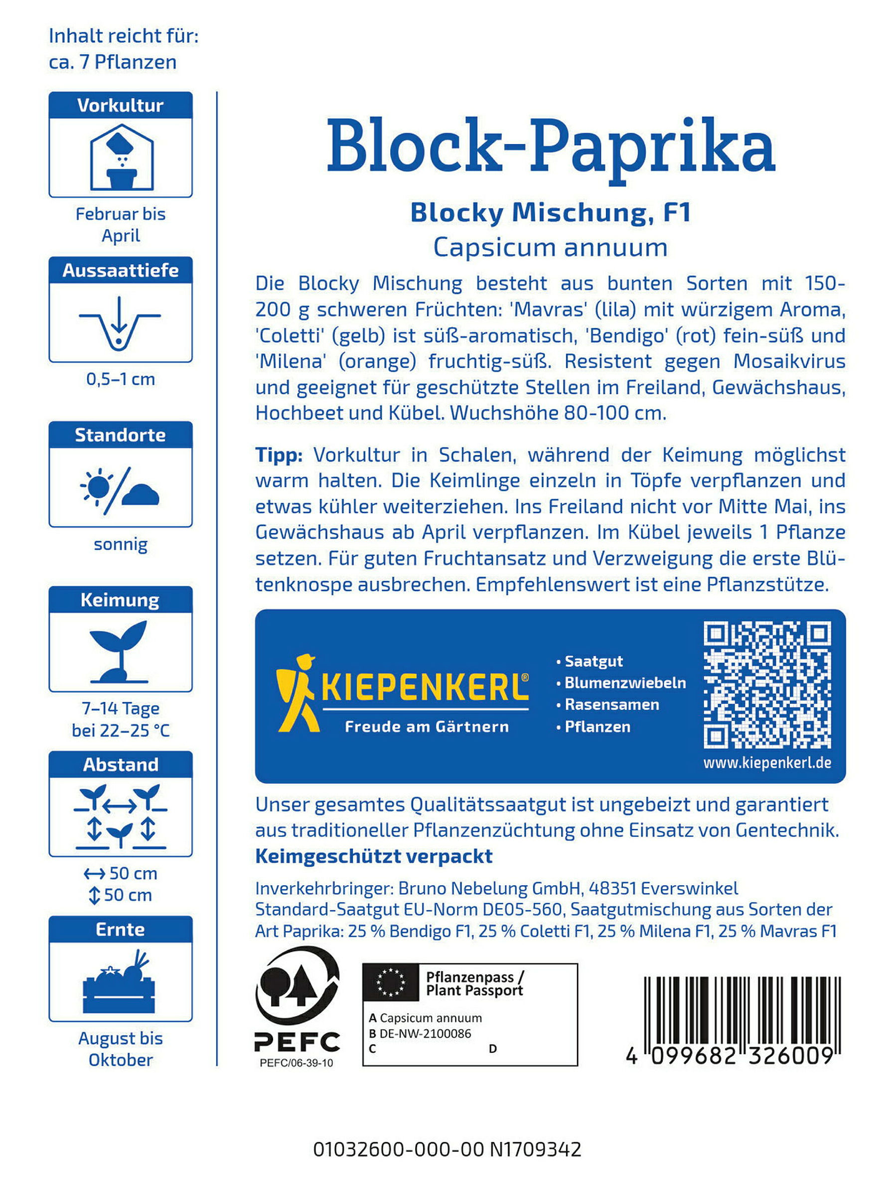 Kiepenkerl Block-Paprika Blocky Mischung, F1
