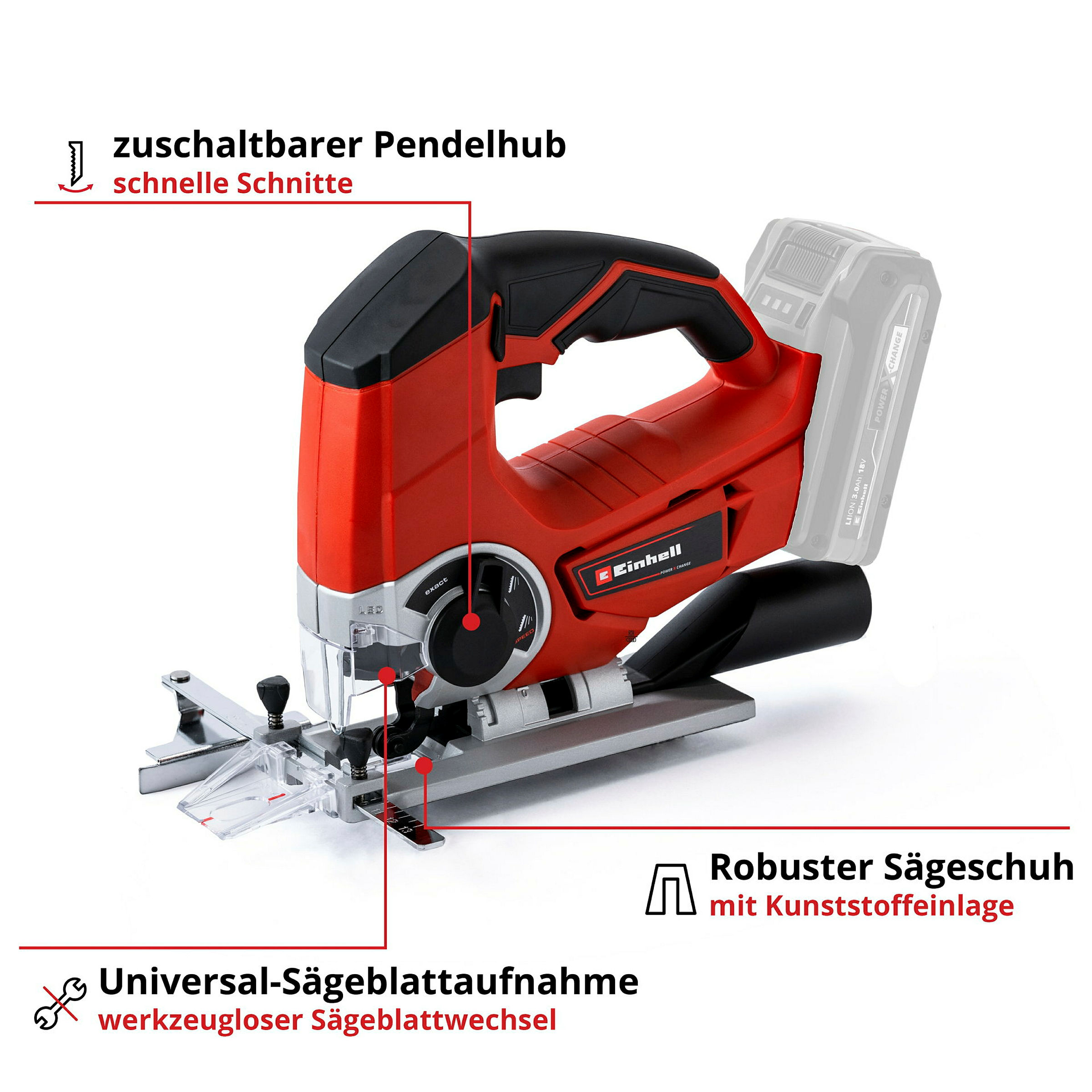 Einhell Expert TE-JS 18/80 Li-Solo Akku-Stichsäge