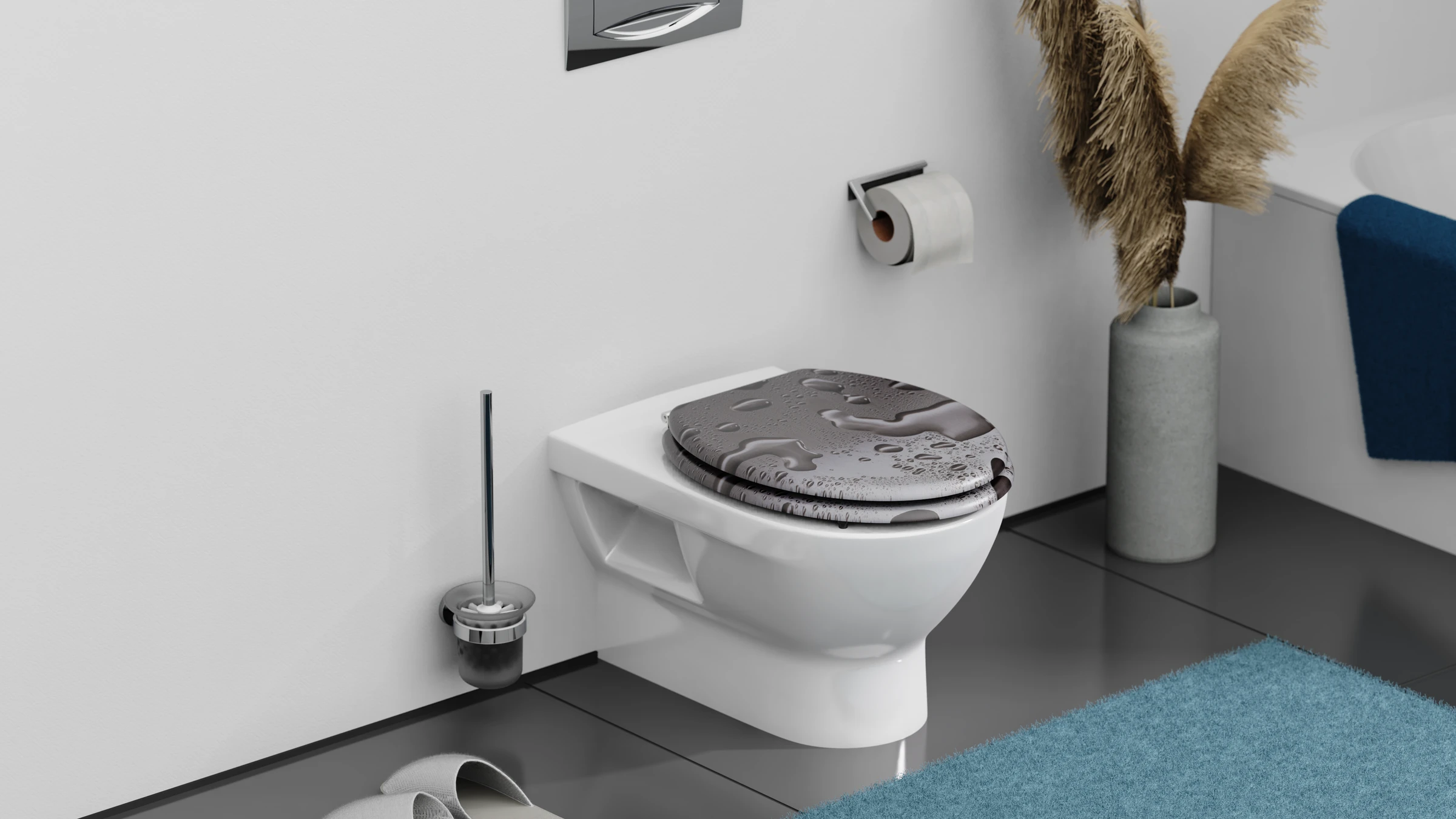 MDF WC-Sitz GREY STEEL, mit Absenkautomatik
