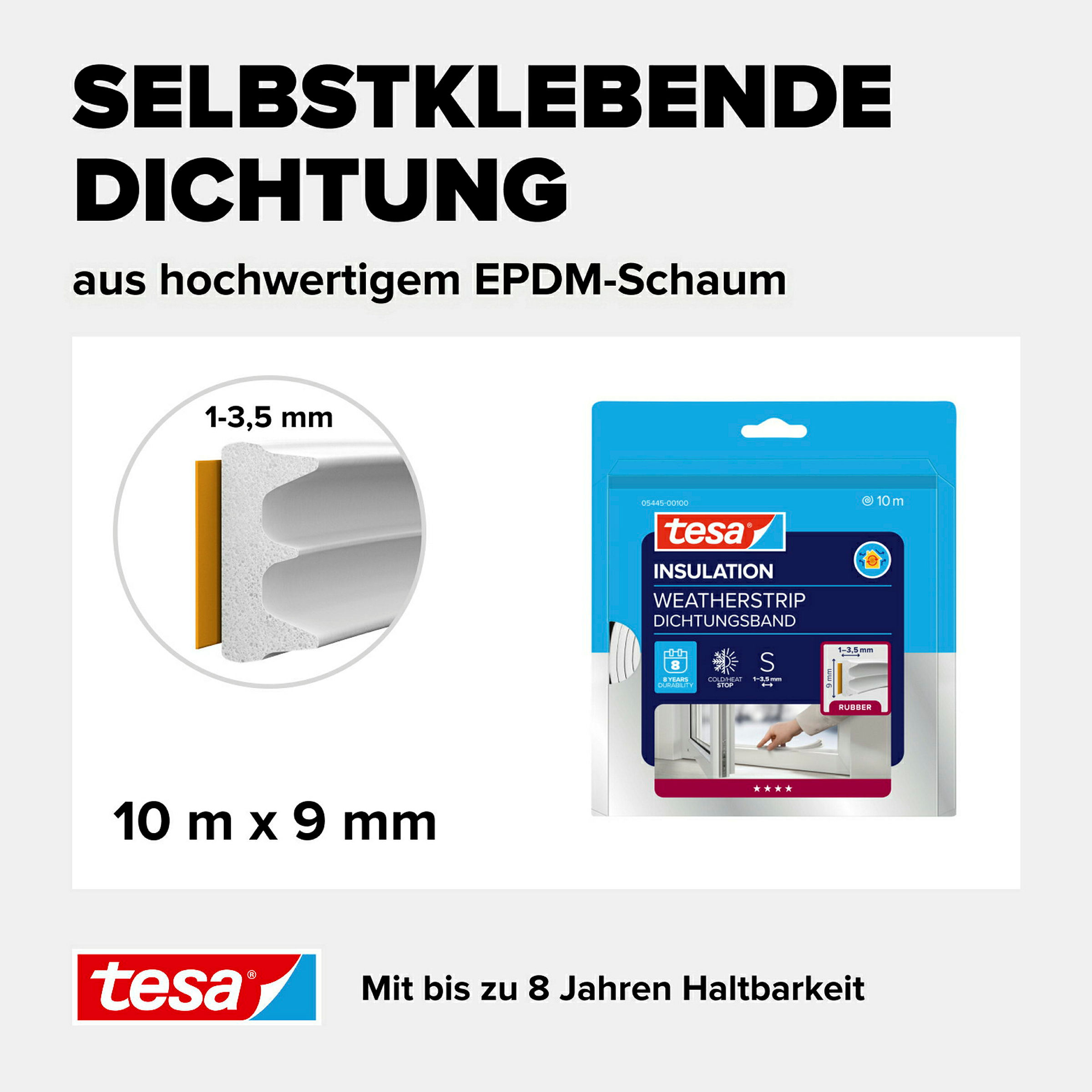tesamoll® E-Profil weiß, für Spalten von 1-3,5mm