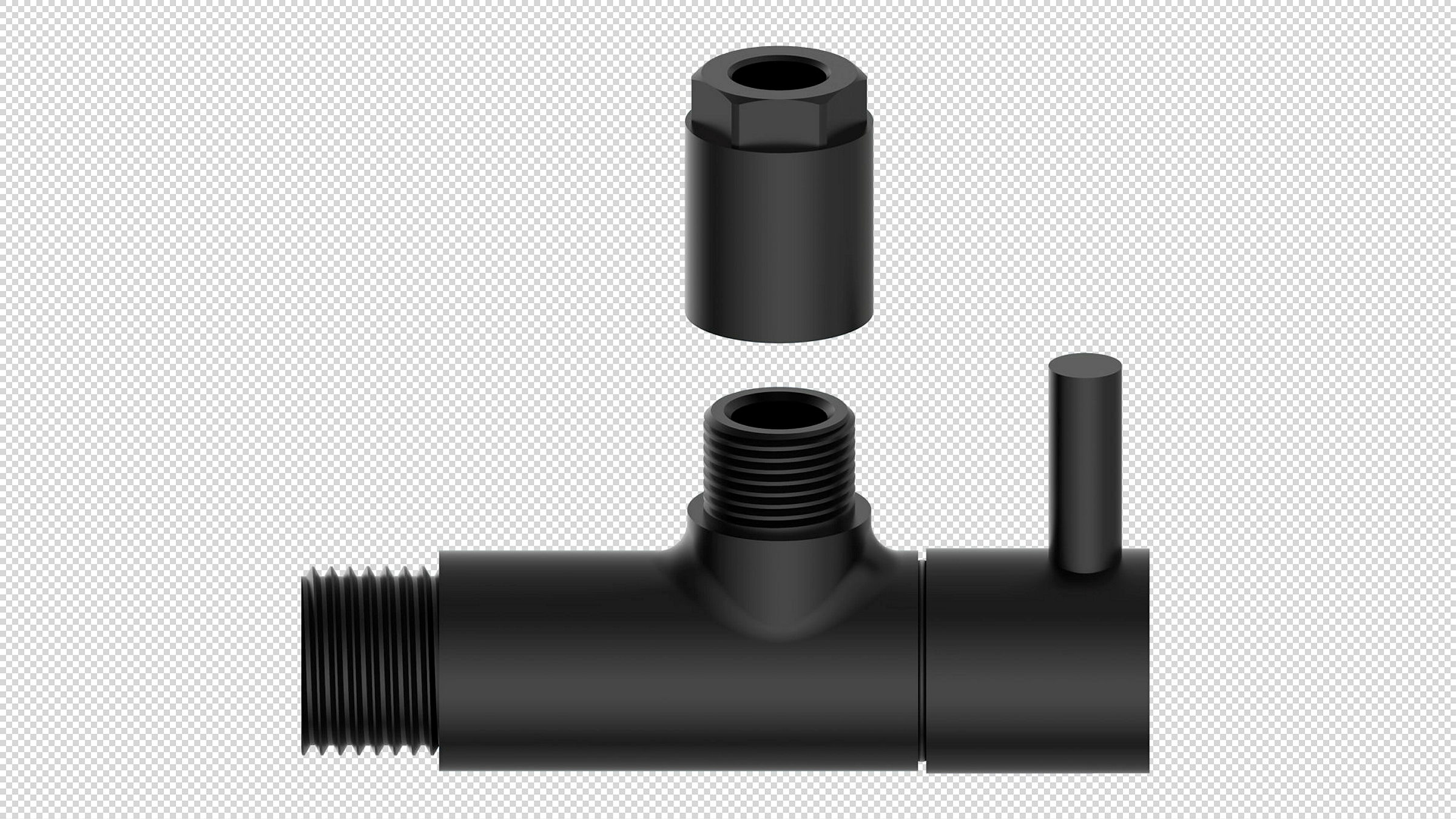 MS Eckventil, Schwarz matt, 1/2''AG x 10 mmQ, mit Rosette