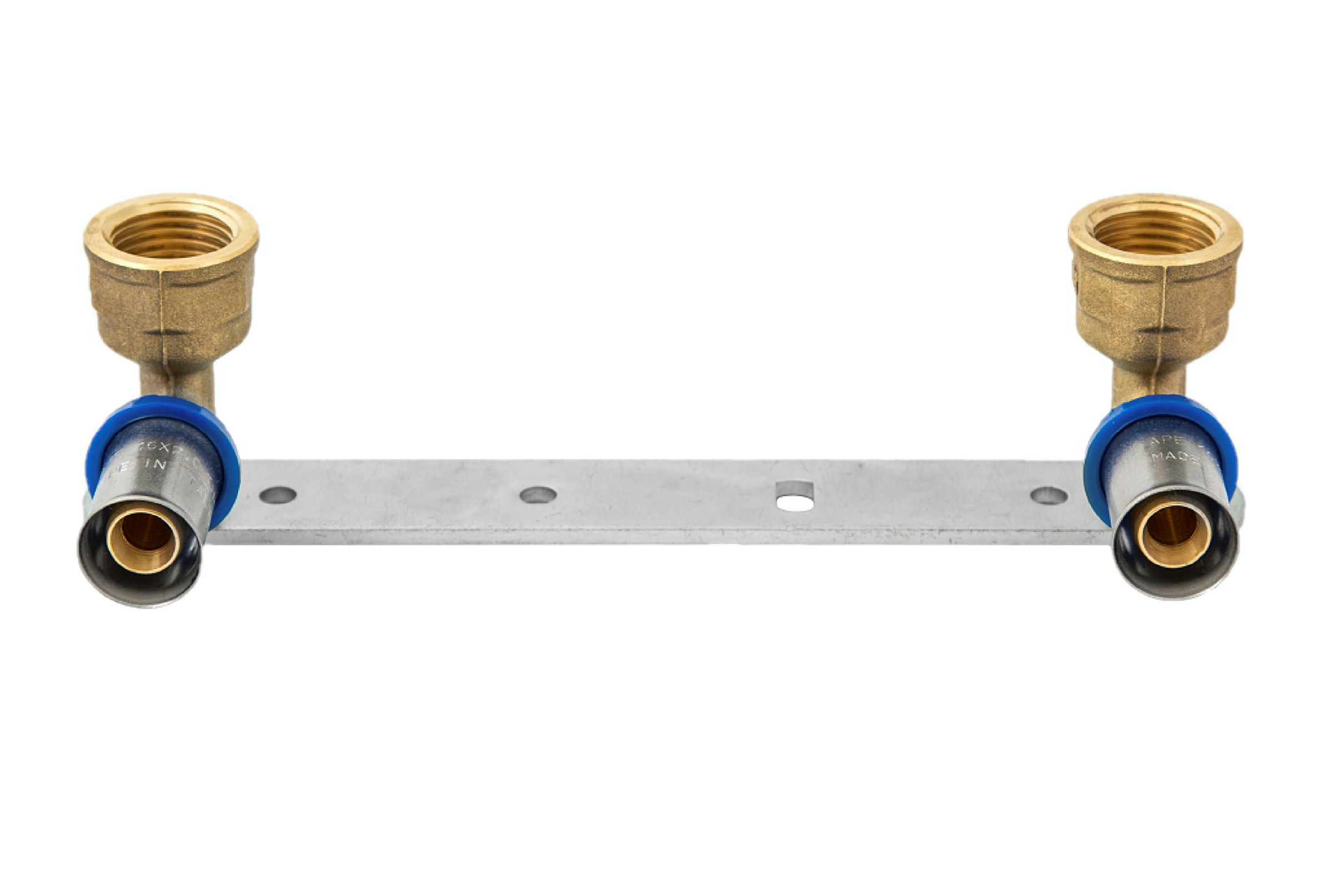 MS Montageeinheit, blank, 16 mm x 1/2''IG, Stichmaß 153 mm, Pressfitting fü