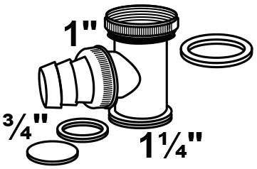 Ablauf-T-Stück, Chrom, 1 1/4'', für Siphon