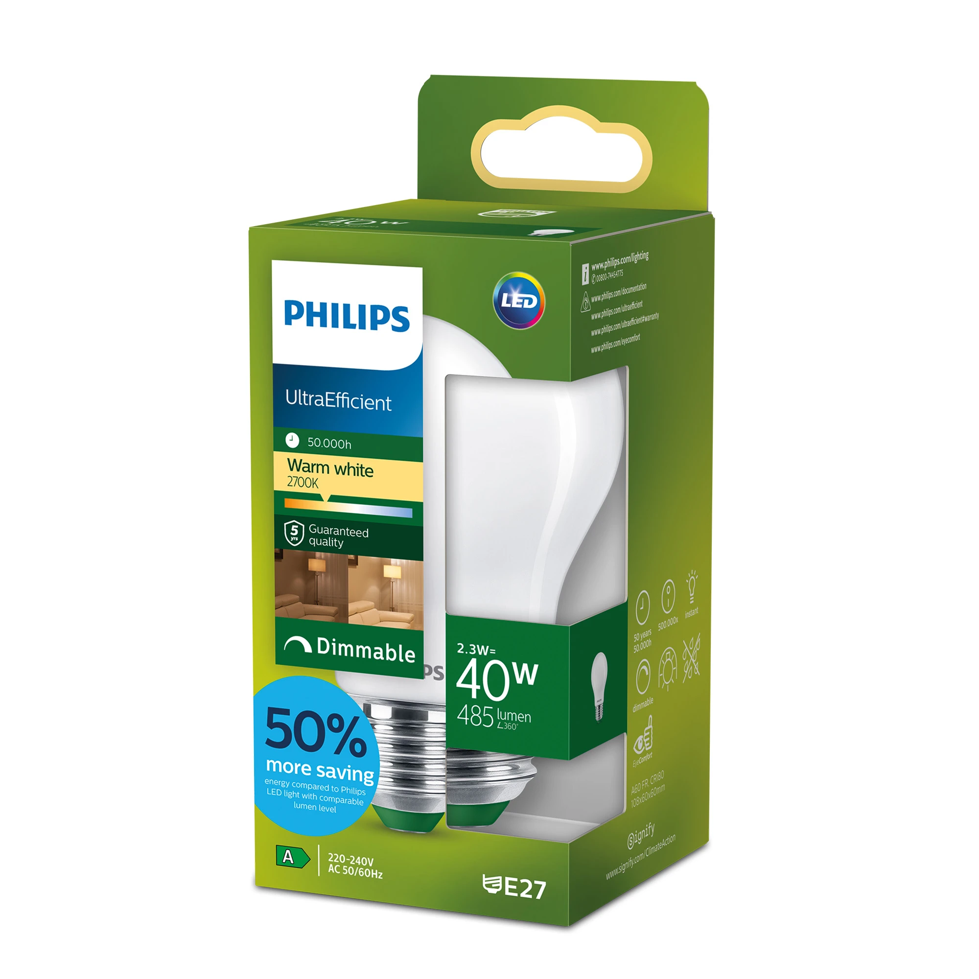 LED-Lampe ''classic ultraeffizient'', 40W, E27, matt, warmweiß, dimmbar