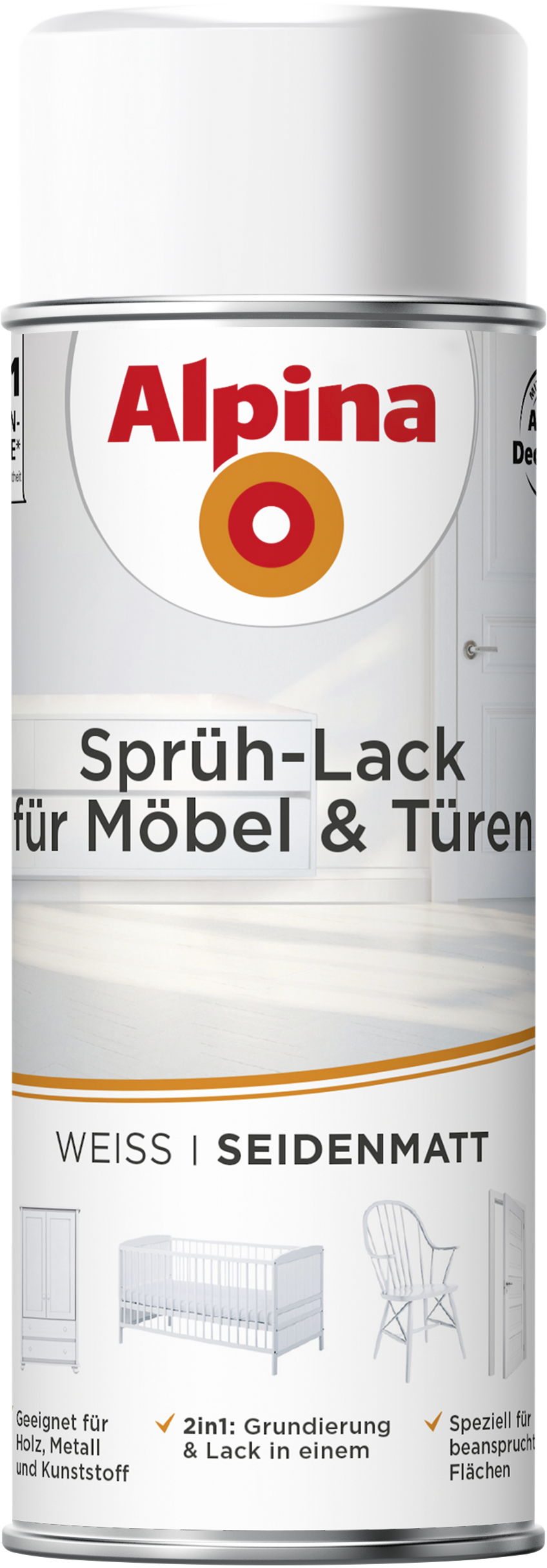Alpina Sprüh-Lack für Möbel & Türen 400ml seidenmatt