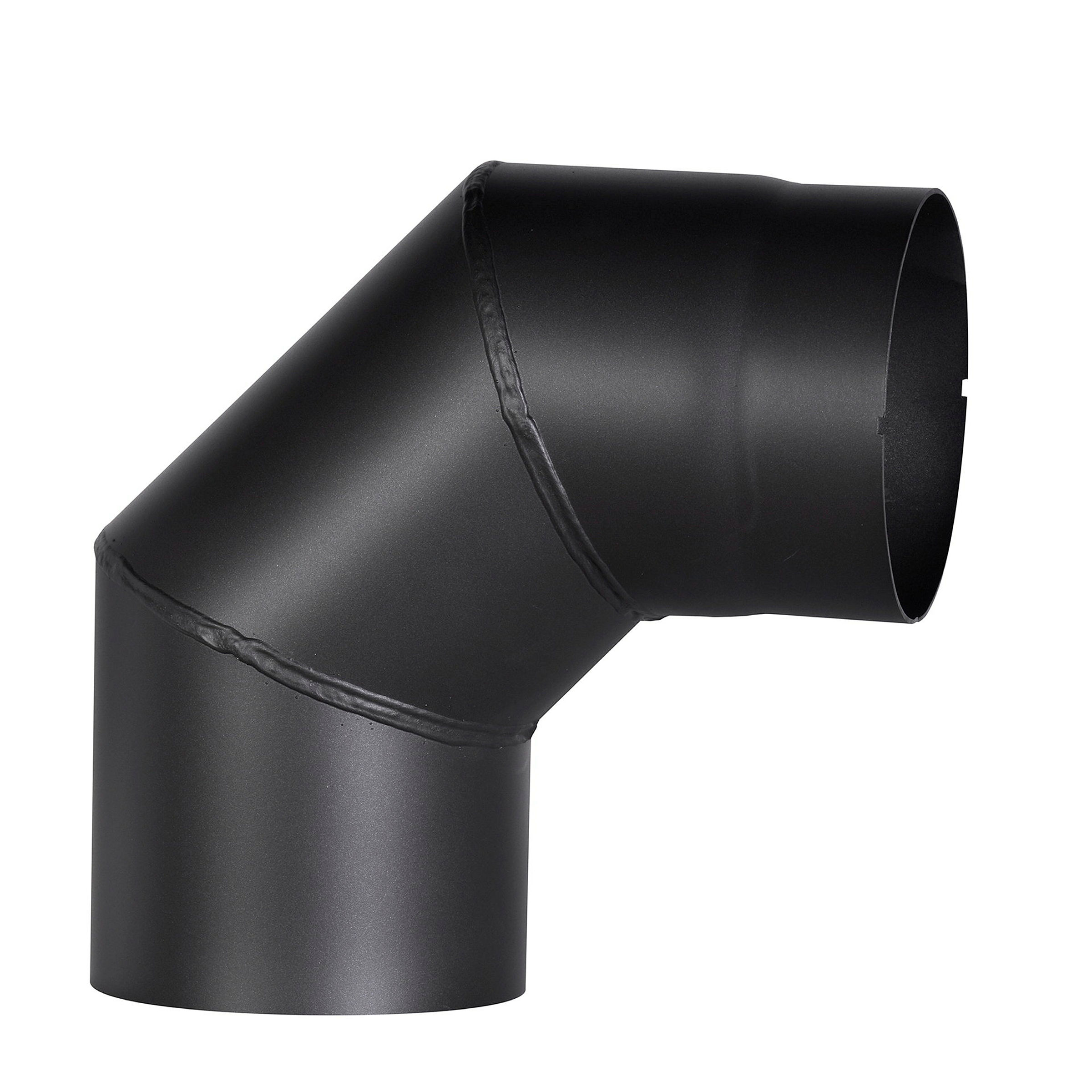 Rauchrohrbogen, 150 mm, schwarz, 90 Grad