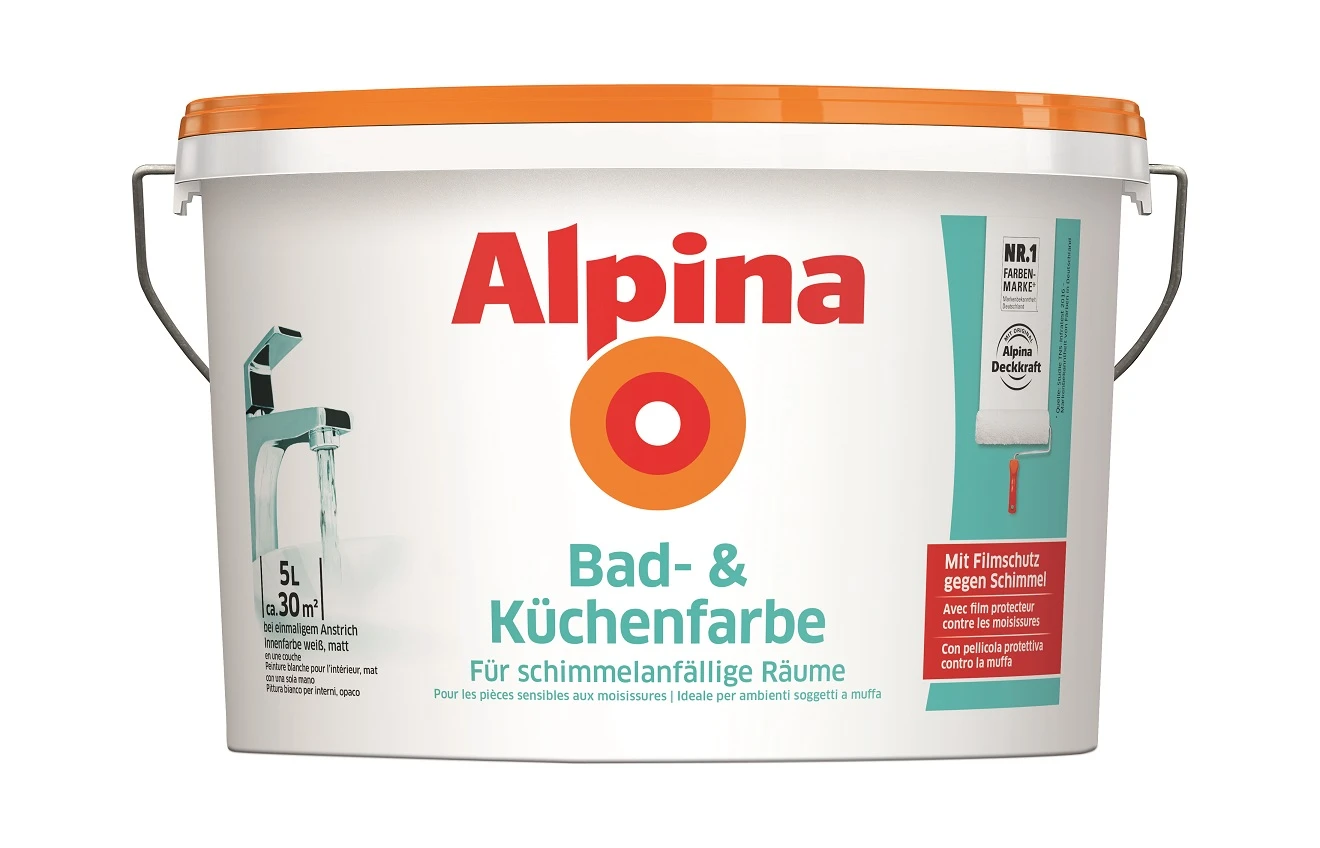 Alpina Bad- & Küchenfarbe 5 Liter weiß matt