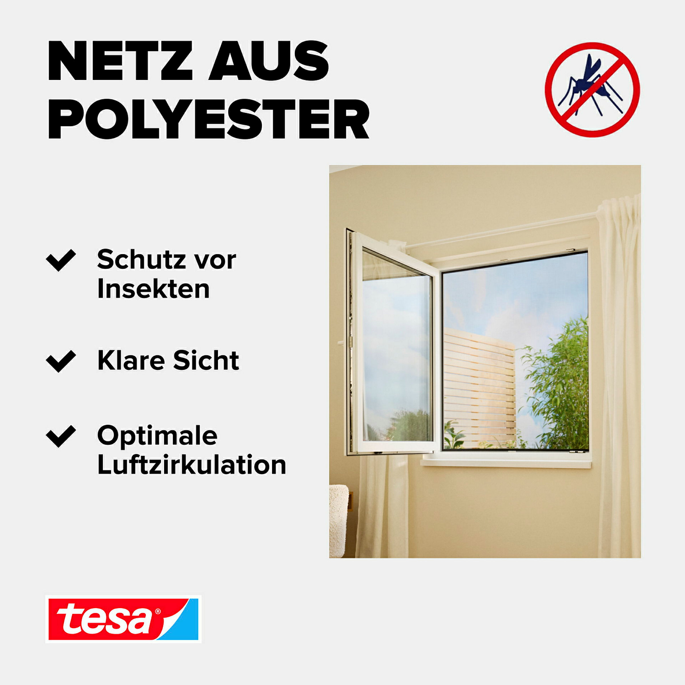tesa® Fliegengitter Standard Klettband für Fenster, anthrazit