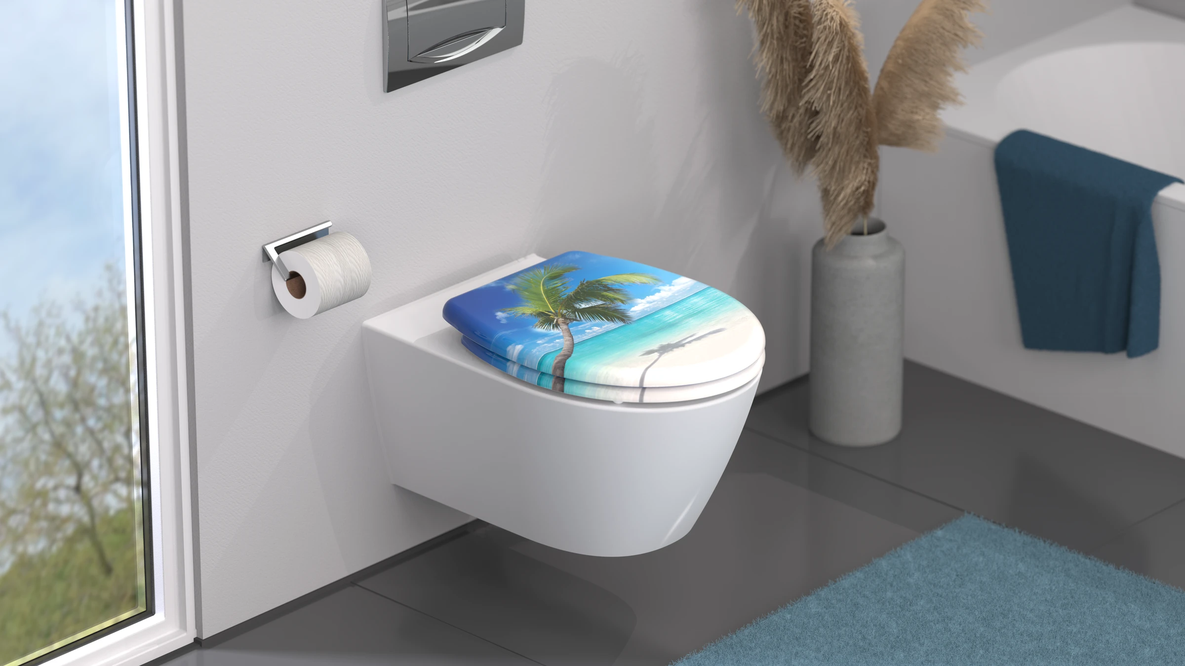 Duroplast WC-Sitz CARRIBEAN, mit Absenkautomatik und Schnellverschluss