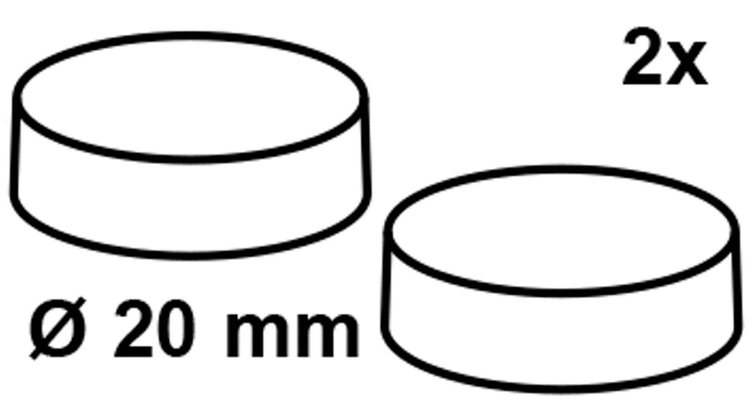 Abdeckkappe, Weiß, 20 mm, für Stand-WC/Ablage-Befestigung (2x)