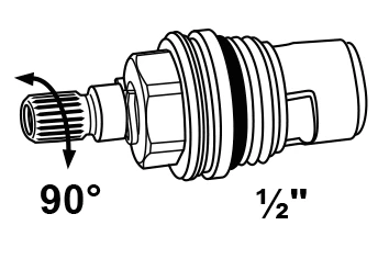 Keramik-Oberteil, Messing blank, 1/2'', 90° Verschluss