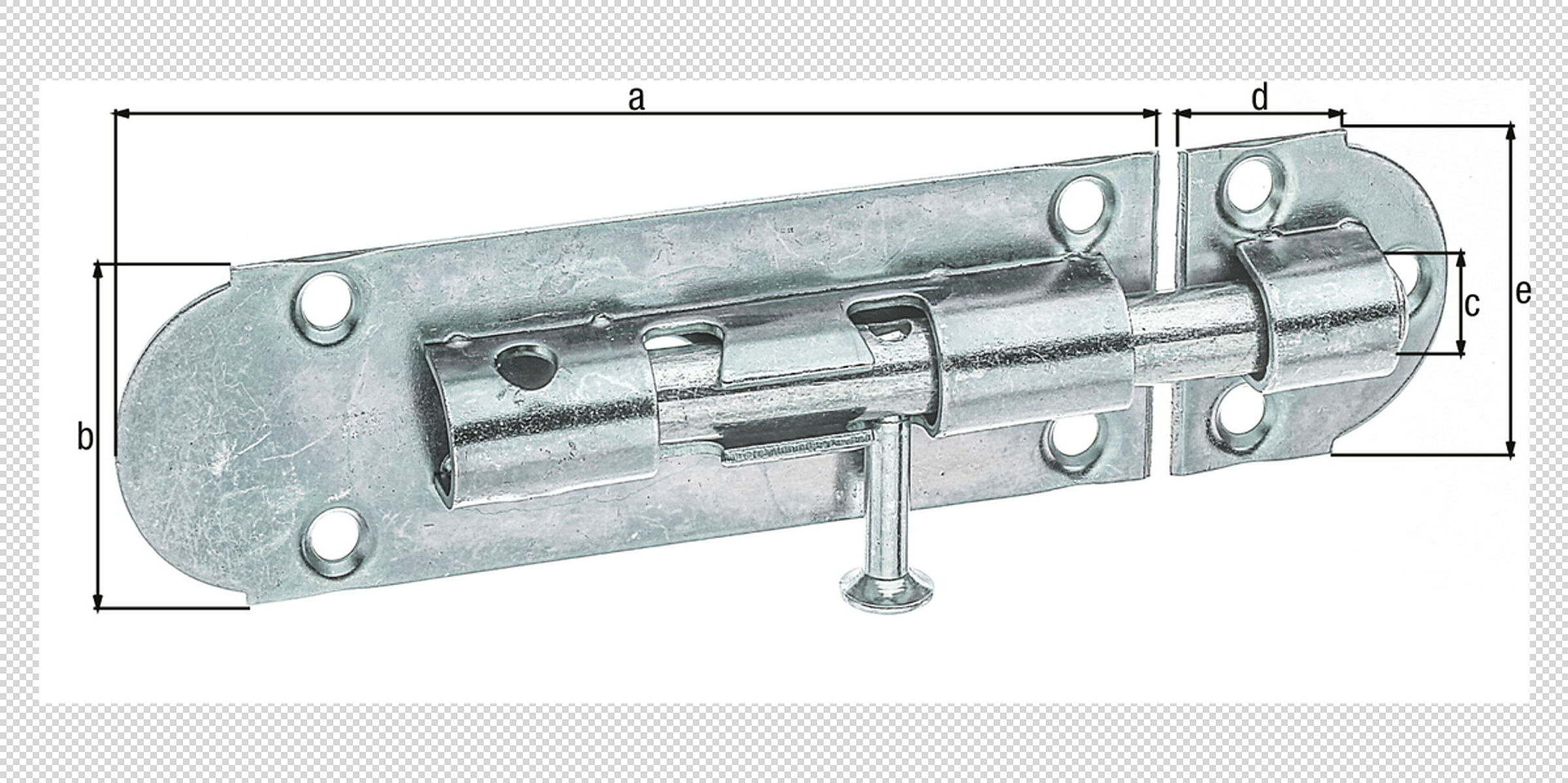 Grendelriegel mit Knopfgriff 100x30Ø8 verzinkt