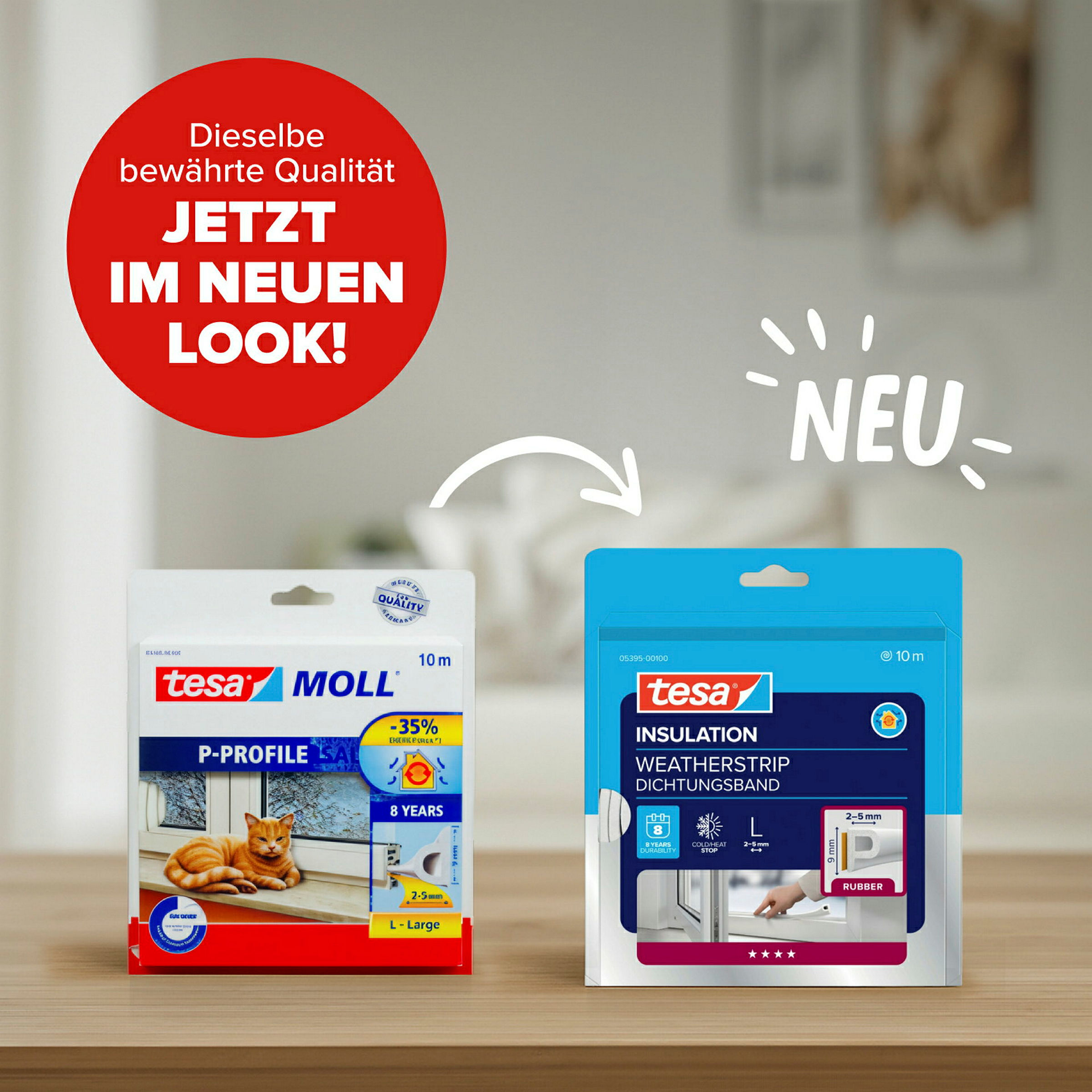 tesamoll® P-Profil weiß, für Spalten von 2-5mm
