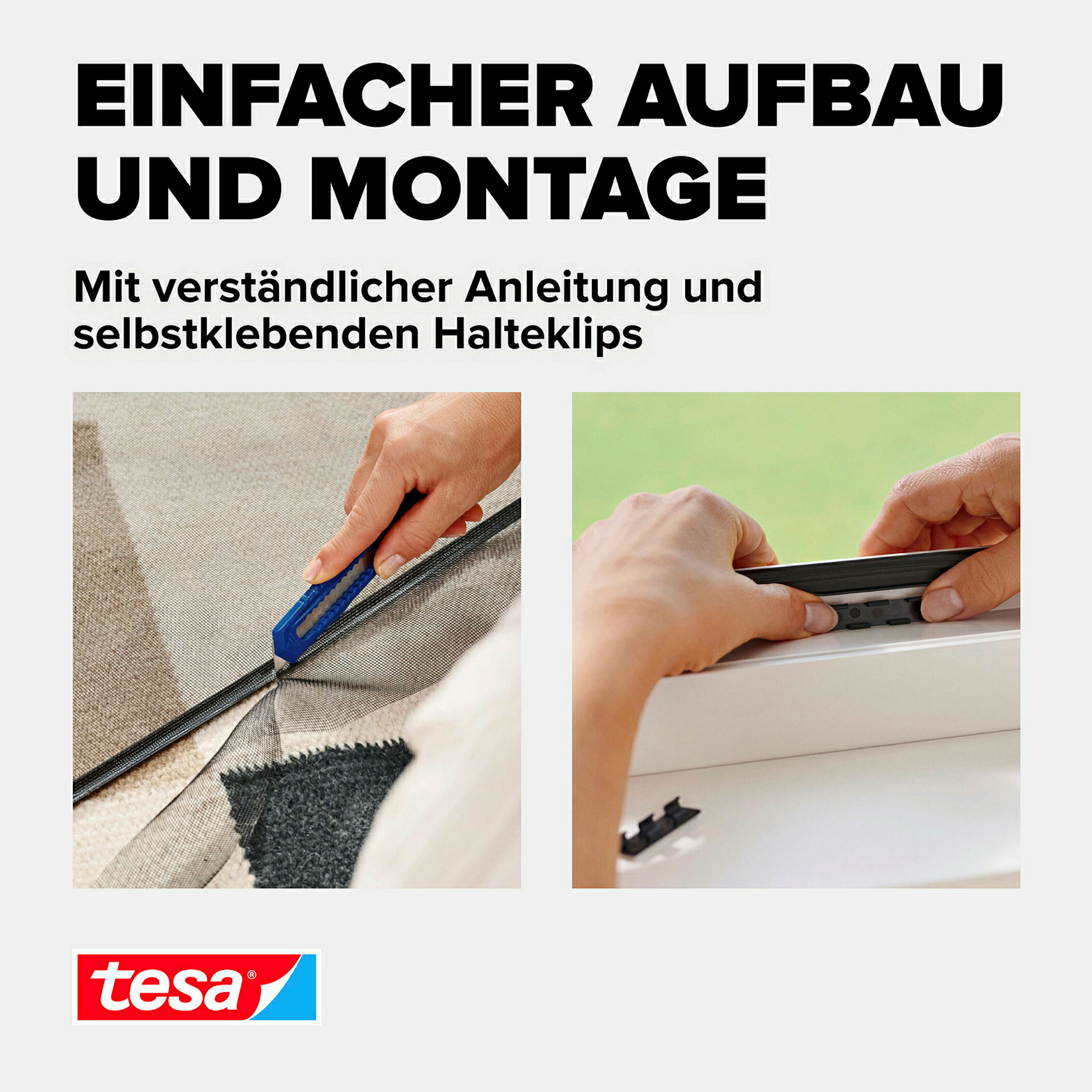 tesa® Anklipsrahmen Fliegengitter 1,00 m x 1,20 m