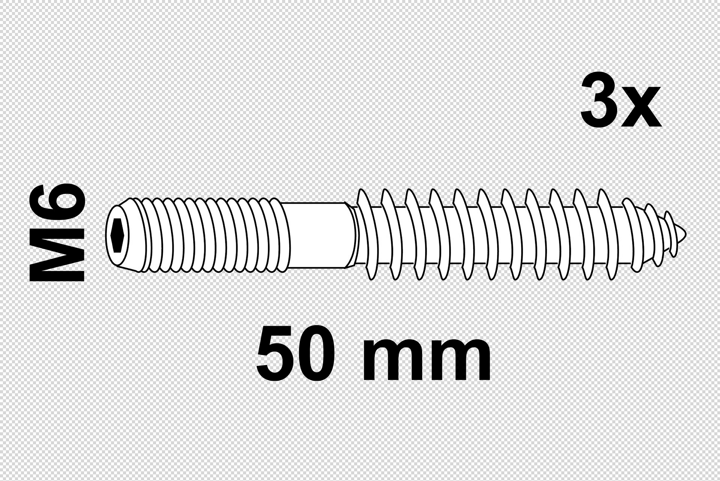 Stockschraube, M6 x 50 mm (3x)