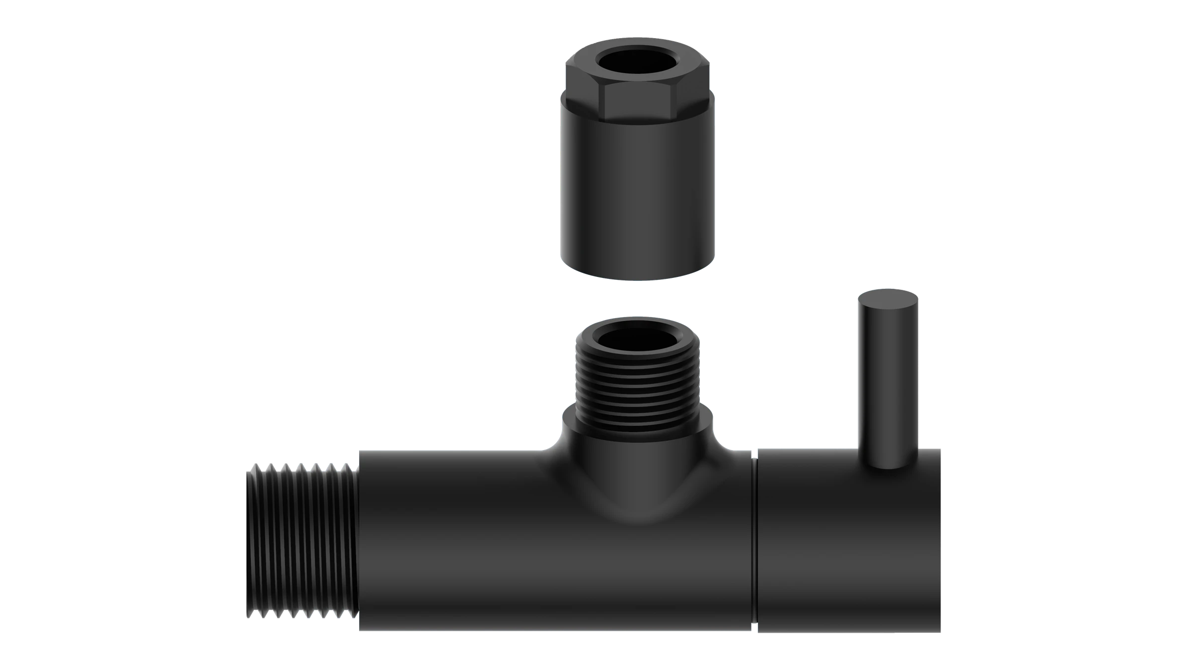 MS Eckventil, Schwarz matt, 1/2''AG x 10 mmQ, mit Rosette