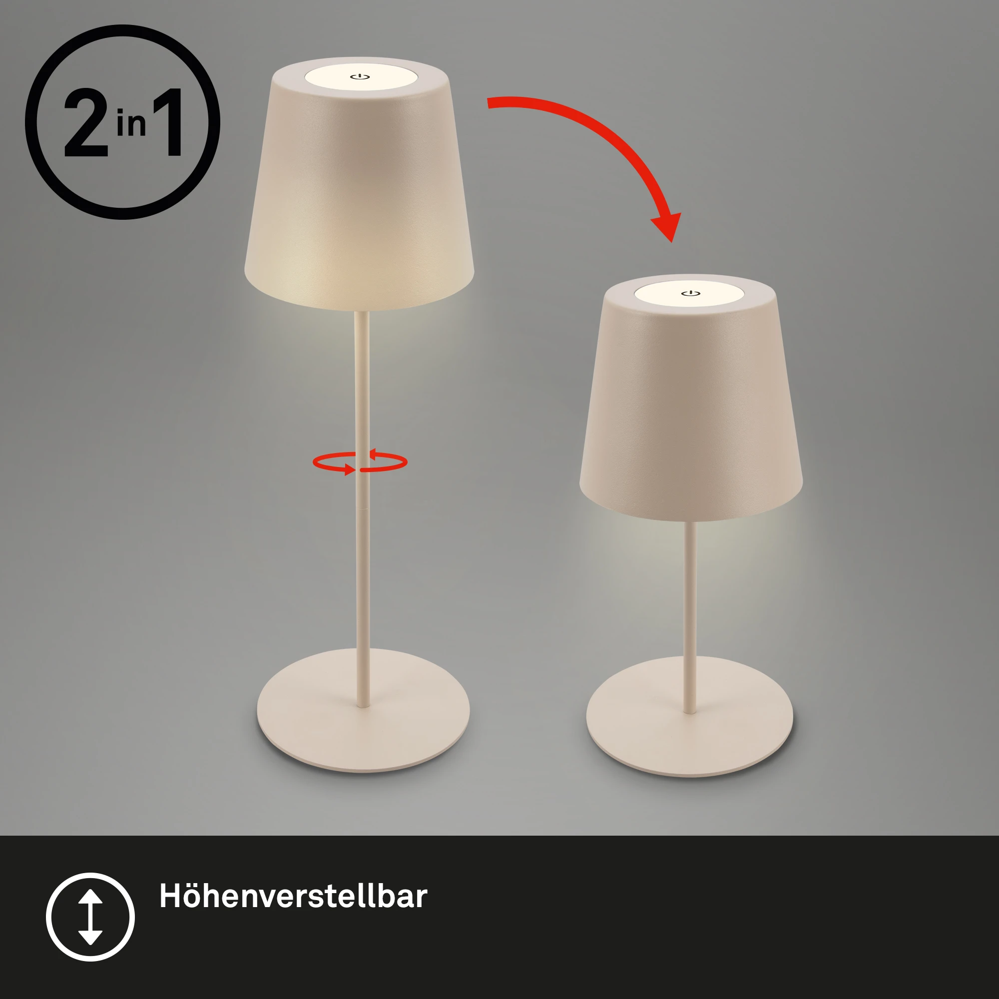 KIKI LED Akku Tischleuchte, IP44, 2,5W, Beige
