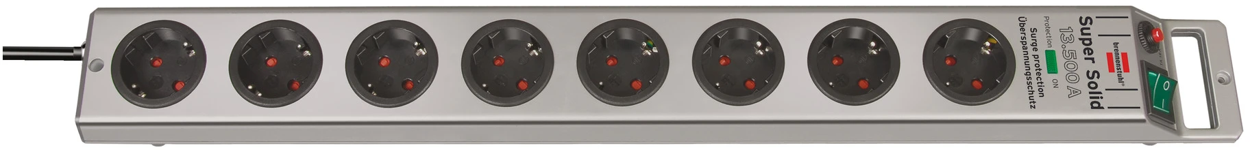 SuperSolid-Leiste 8-fach silber *DE* 25m H05VV-F3G15 Ü-SchutzSchalter