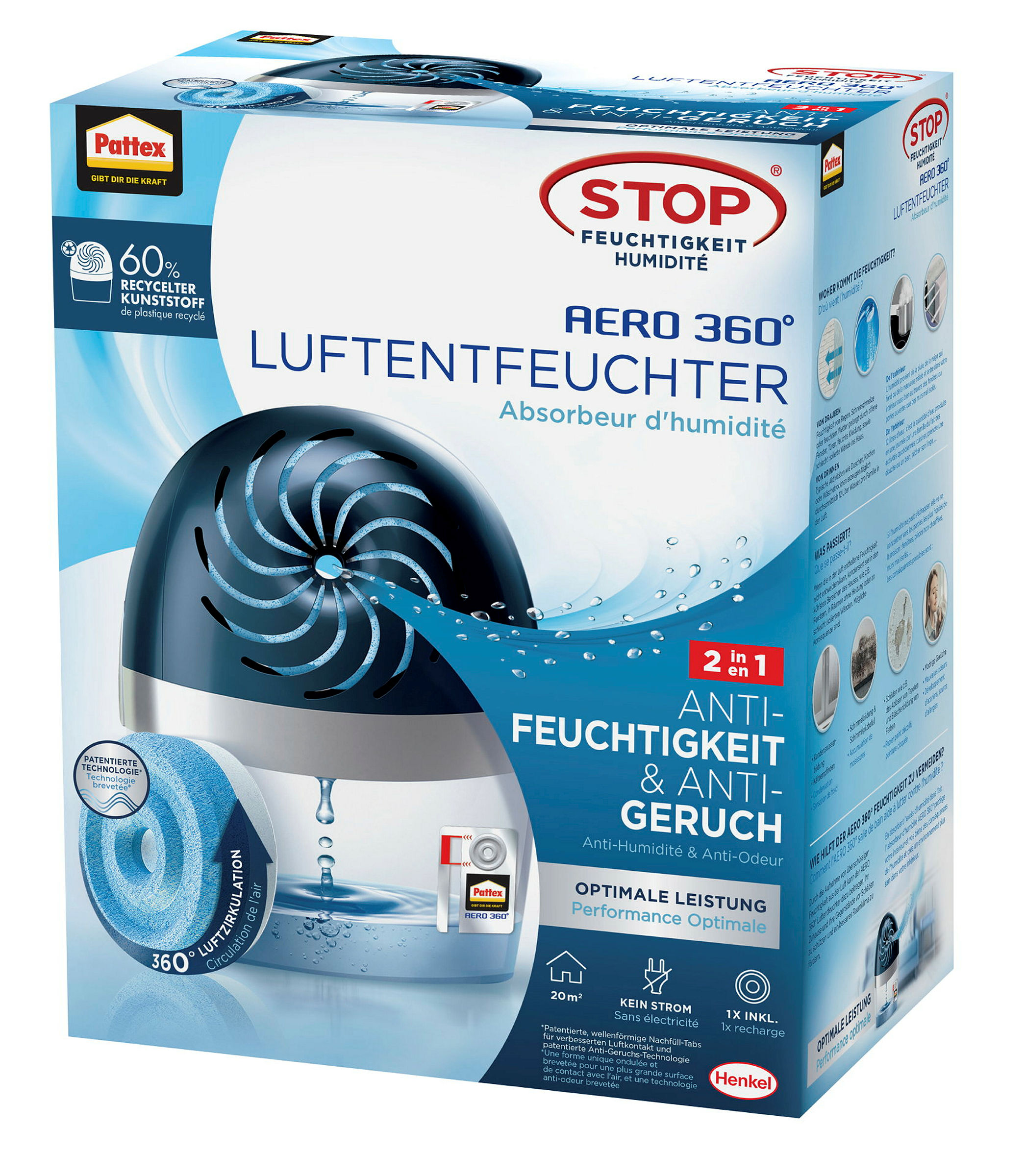 Pattex Aero360 Luft- Entfeuchter 450 g blau
