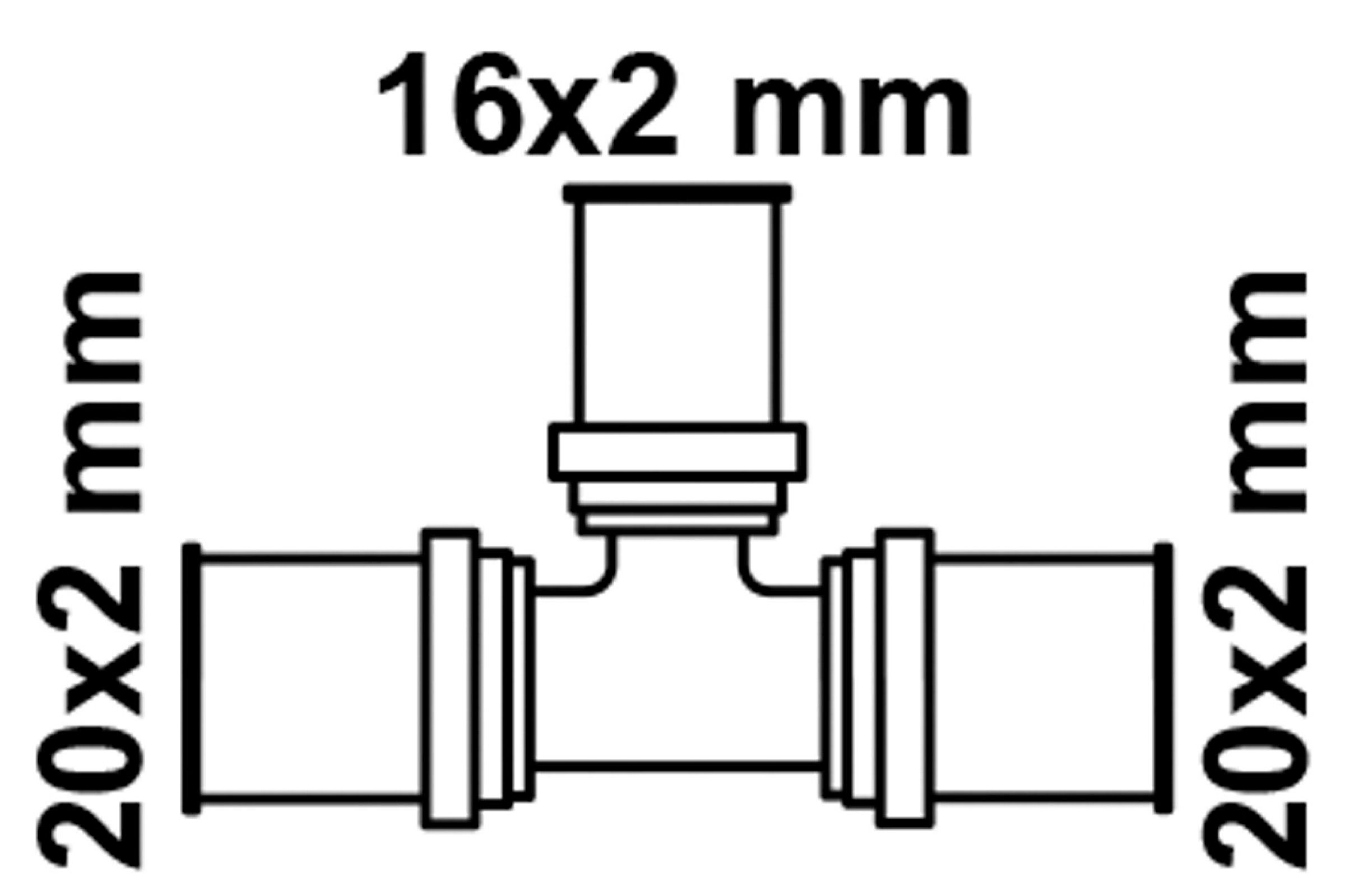 MS Reduzier-T-Stück, blank, 20 mm x 16 mm x 20 mm, Pressfitting für MSVR