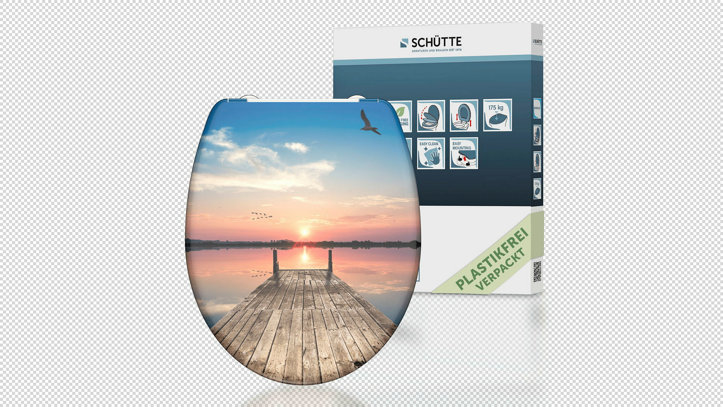 Duroplast WC-Sitz SUNSET SKY, mit Absenkautomatik und Schnellverschluss