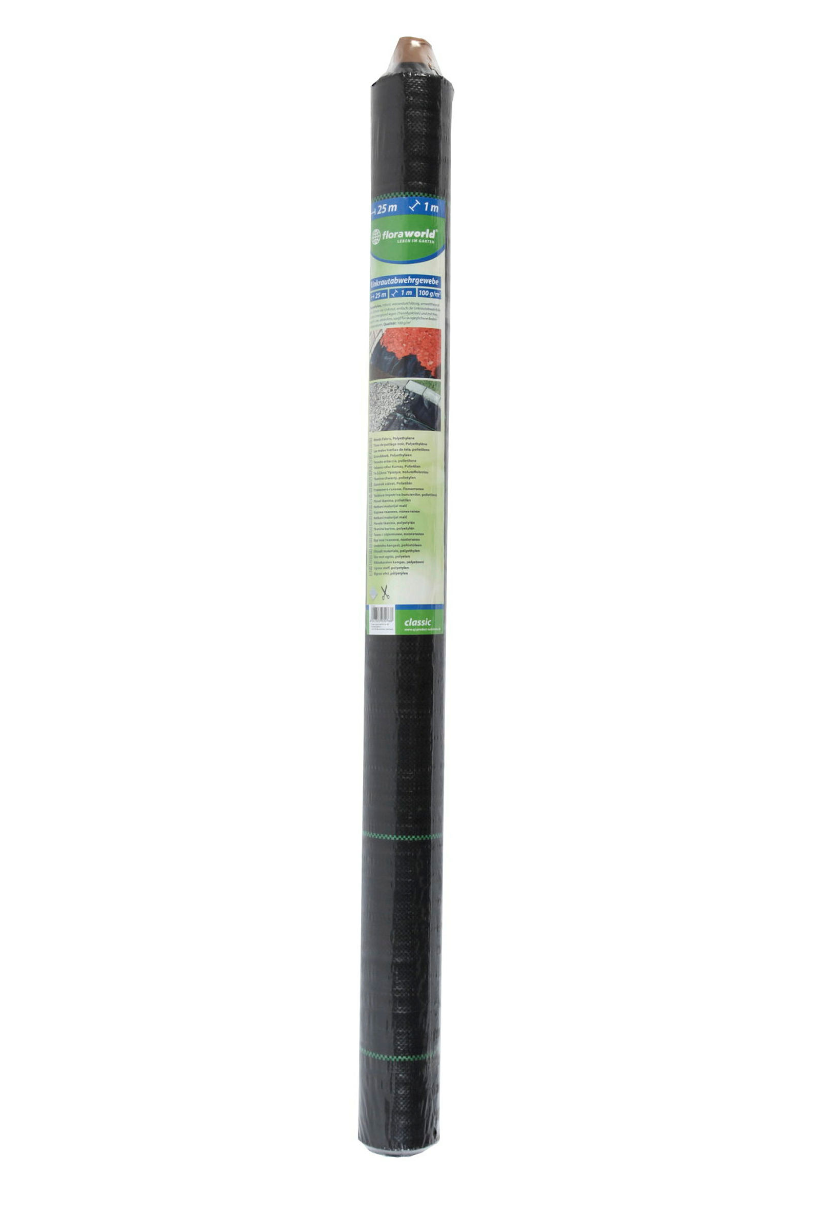Unkrautabwehrgewebe Classic, Maße: 25 x 1 m,100 g/m², schwarz, Rolle